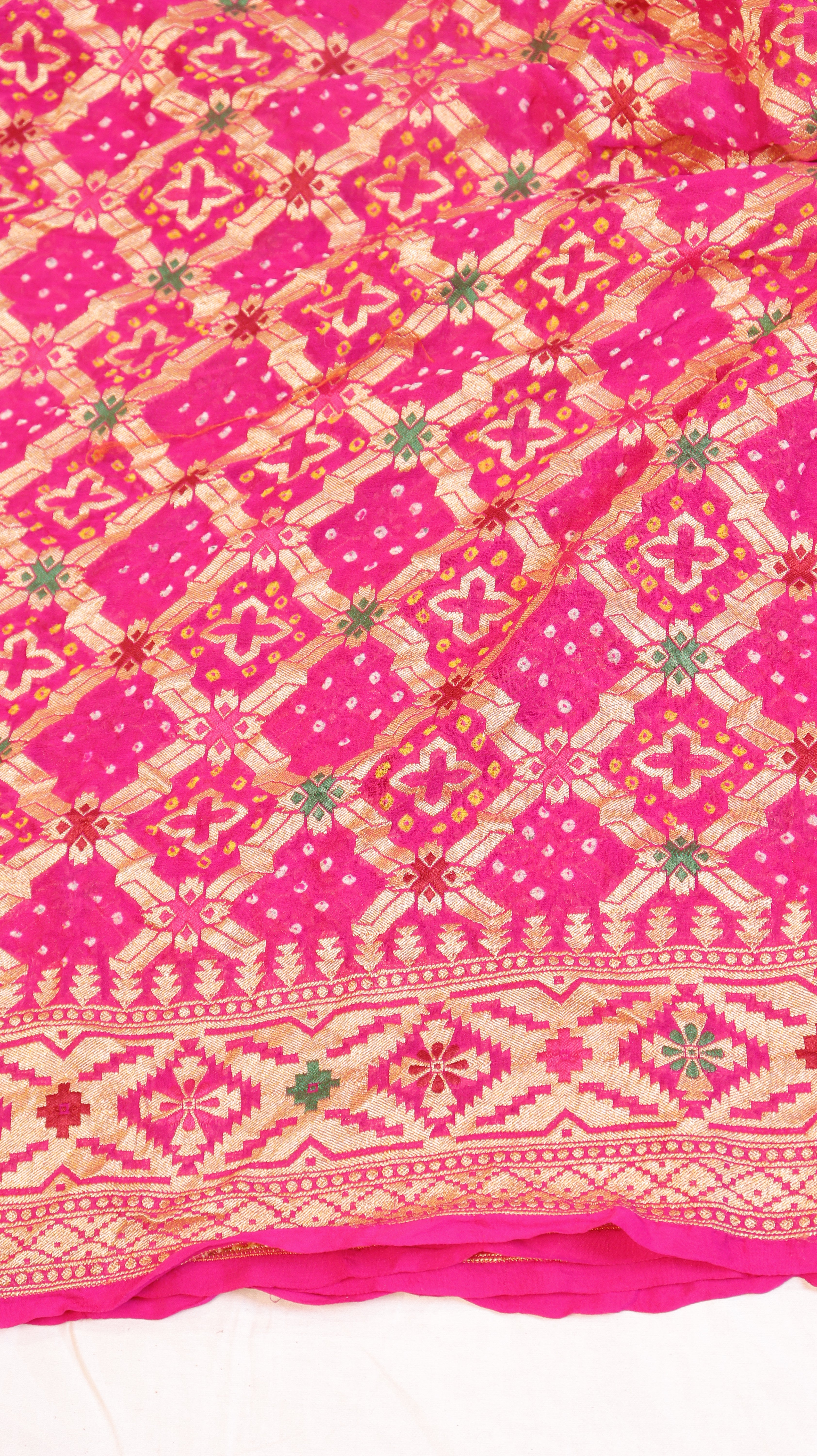 Handwoven Bandhej Khaddi Georgette Saree