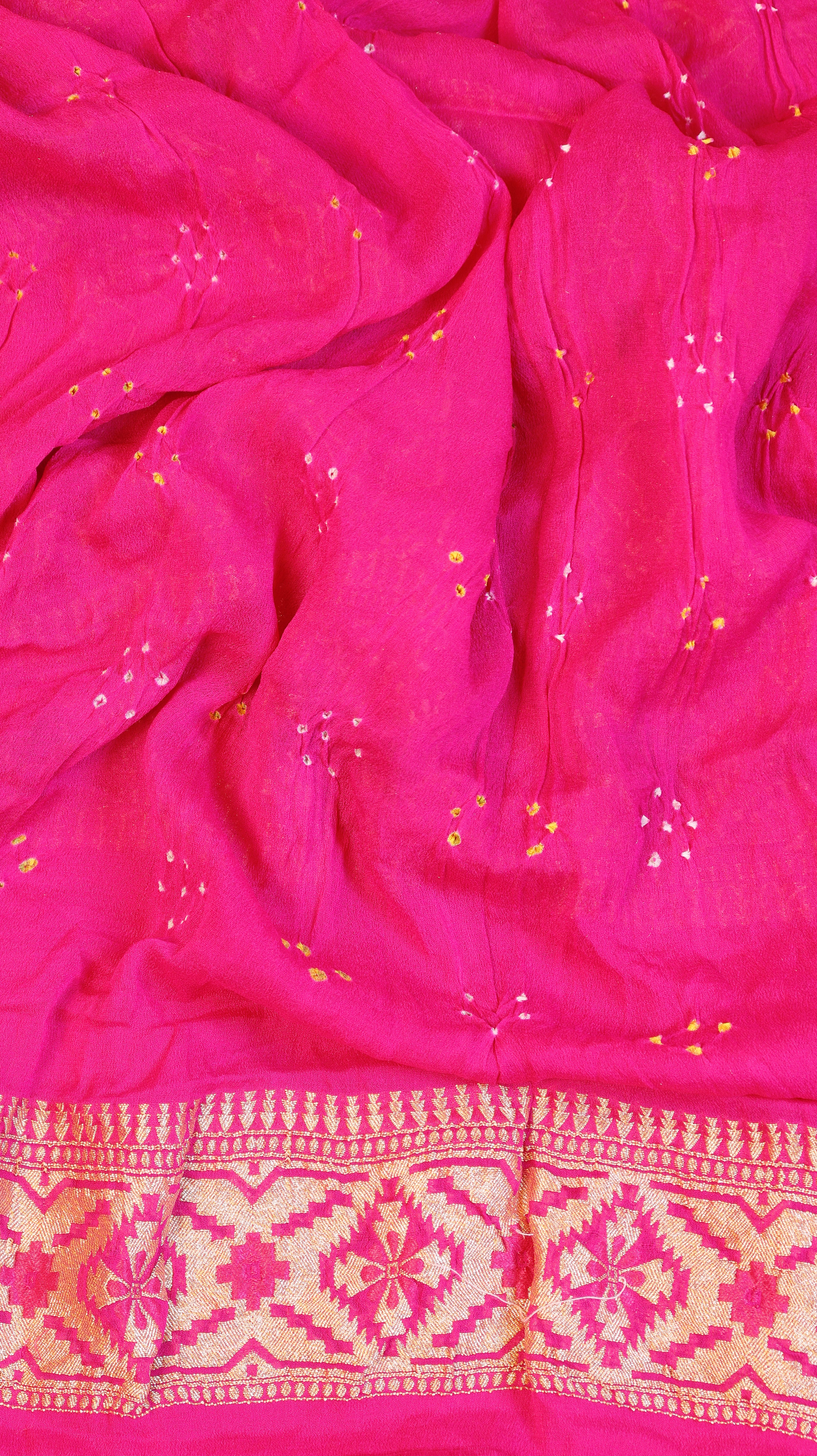 Handwoven Bandhej Khaddi Georgette Saree