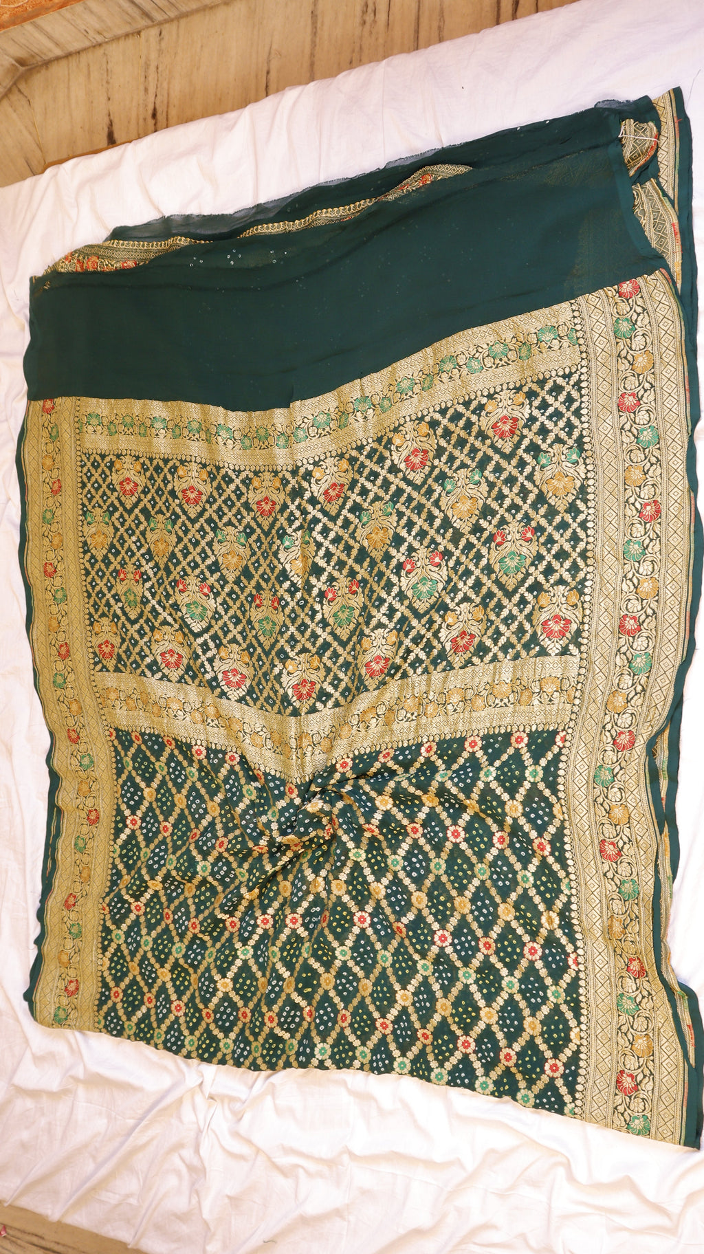 Handwoven Bandhej Khaddi Georgette Saree