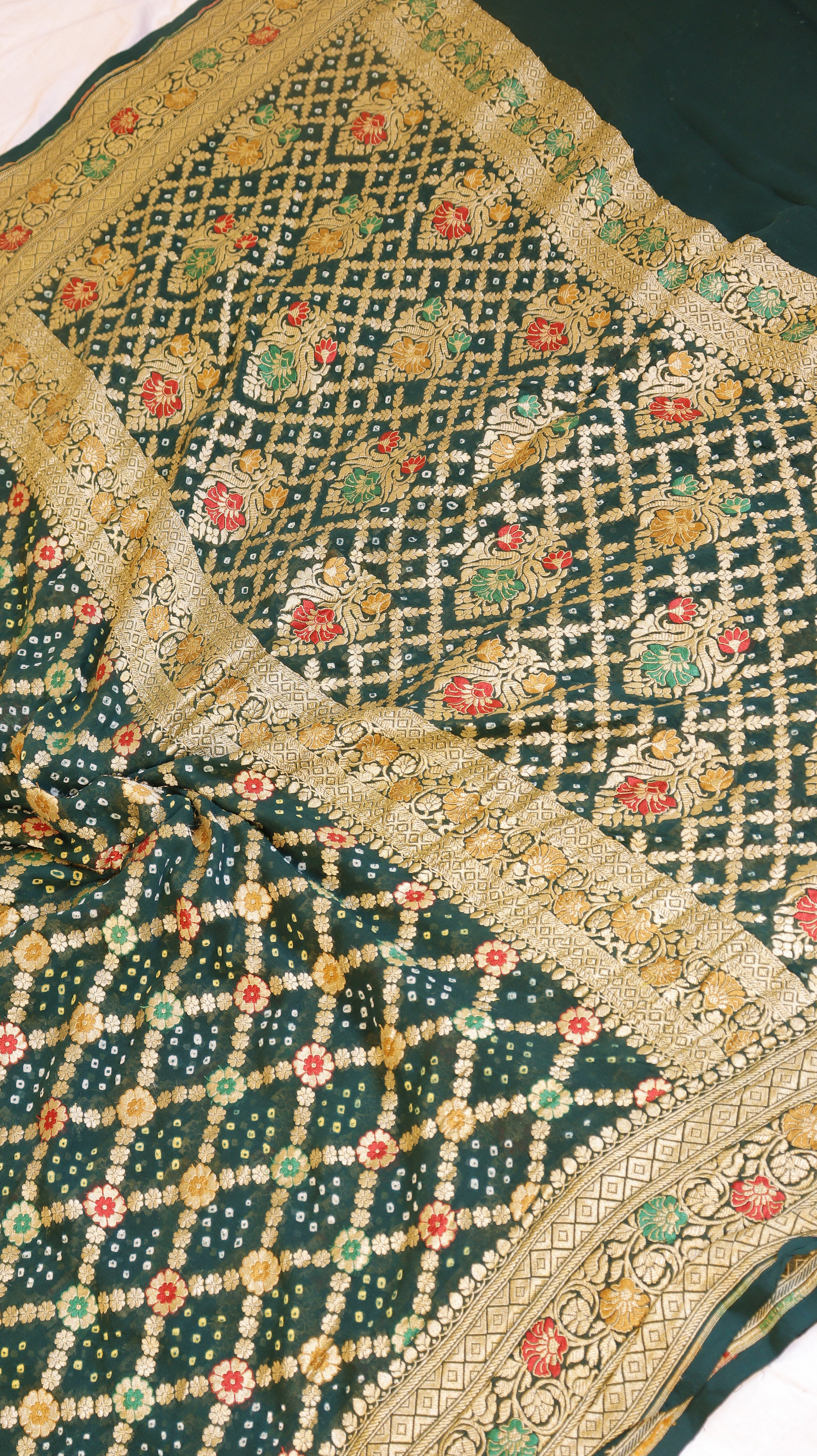 Handwoven Bandhej Khaddi Georgette Saree