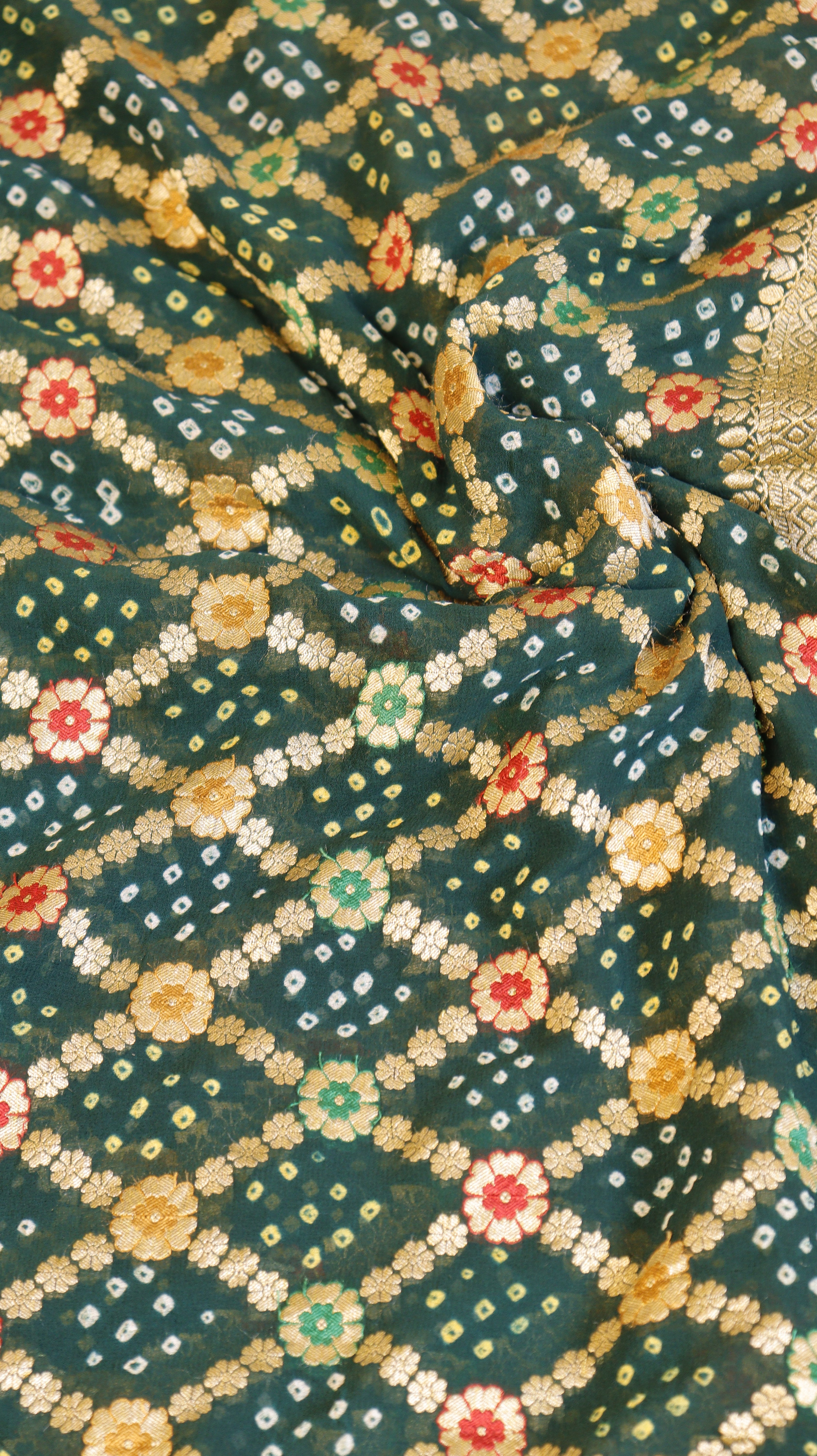 Handwoven Bandhej Khaddi Georgette Saree