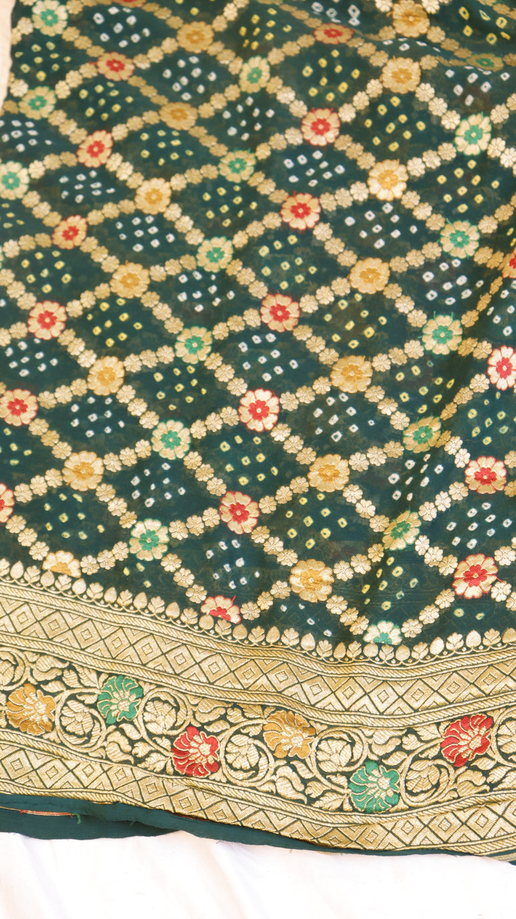 Handwoven Bandhej Khaddi Georgette Saree