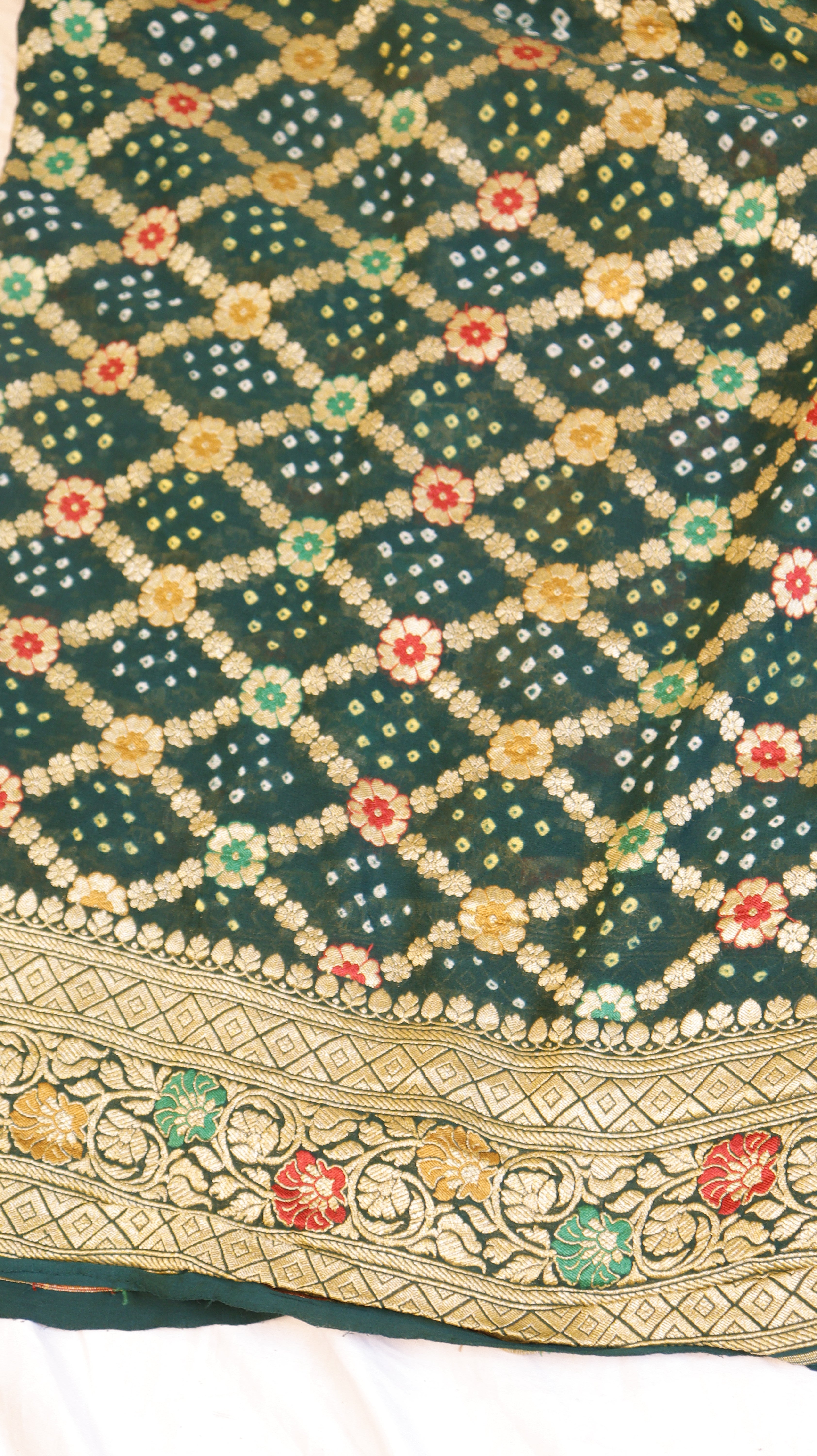 Handwoven Bandhej Khaddi Georgette Saree