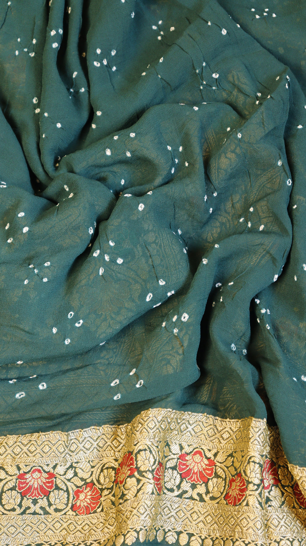 Handwoven Bandhej Khaddi Georgette Saree