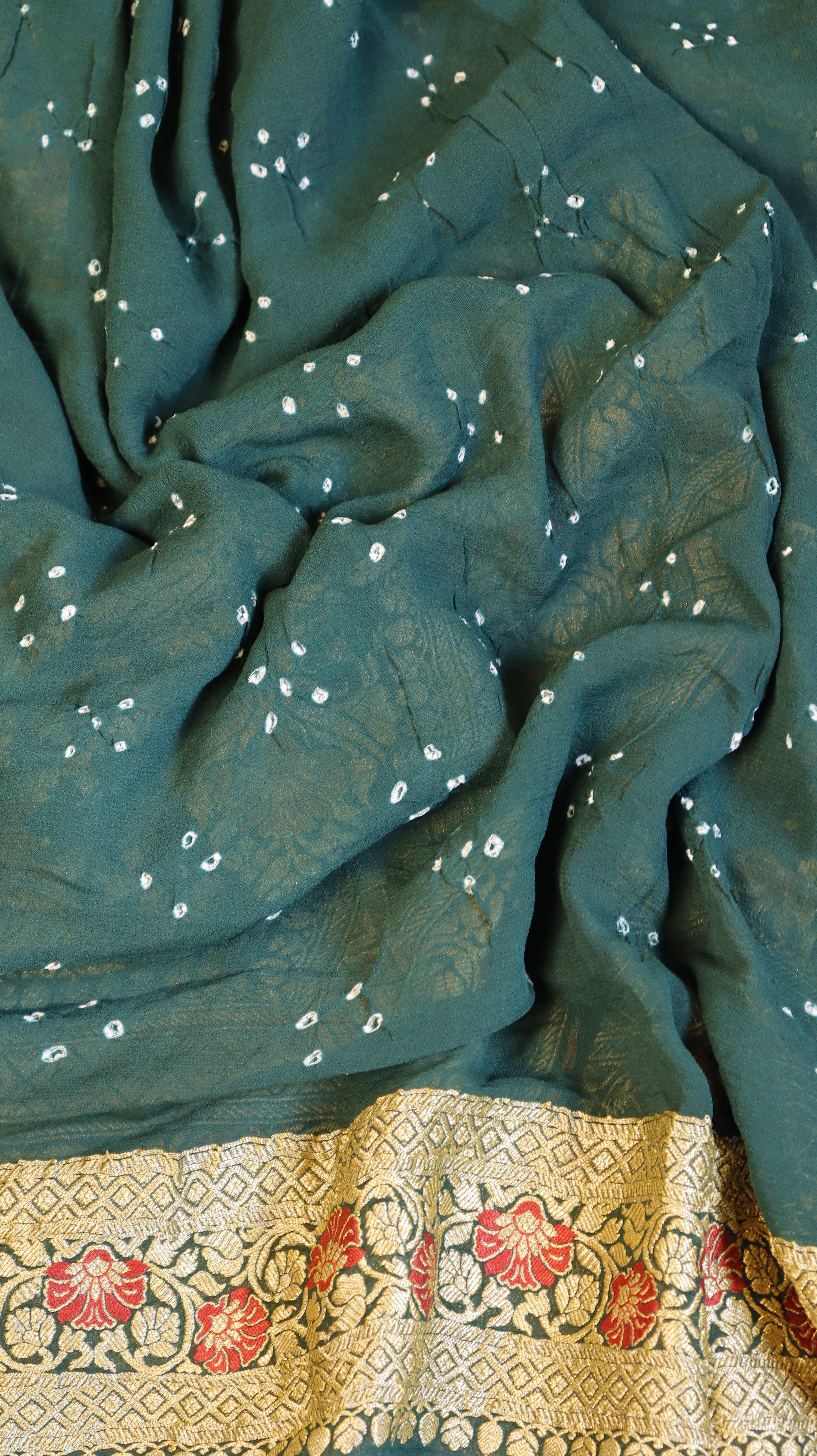 Handwoven Bandhej Khaddi Georgette Saree