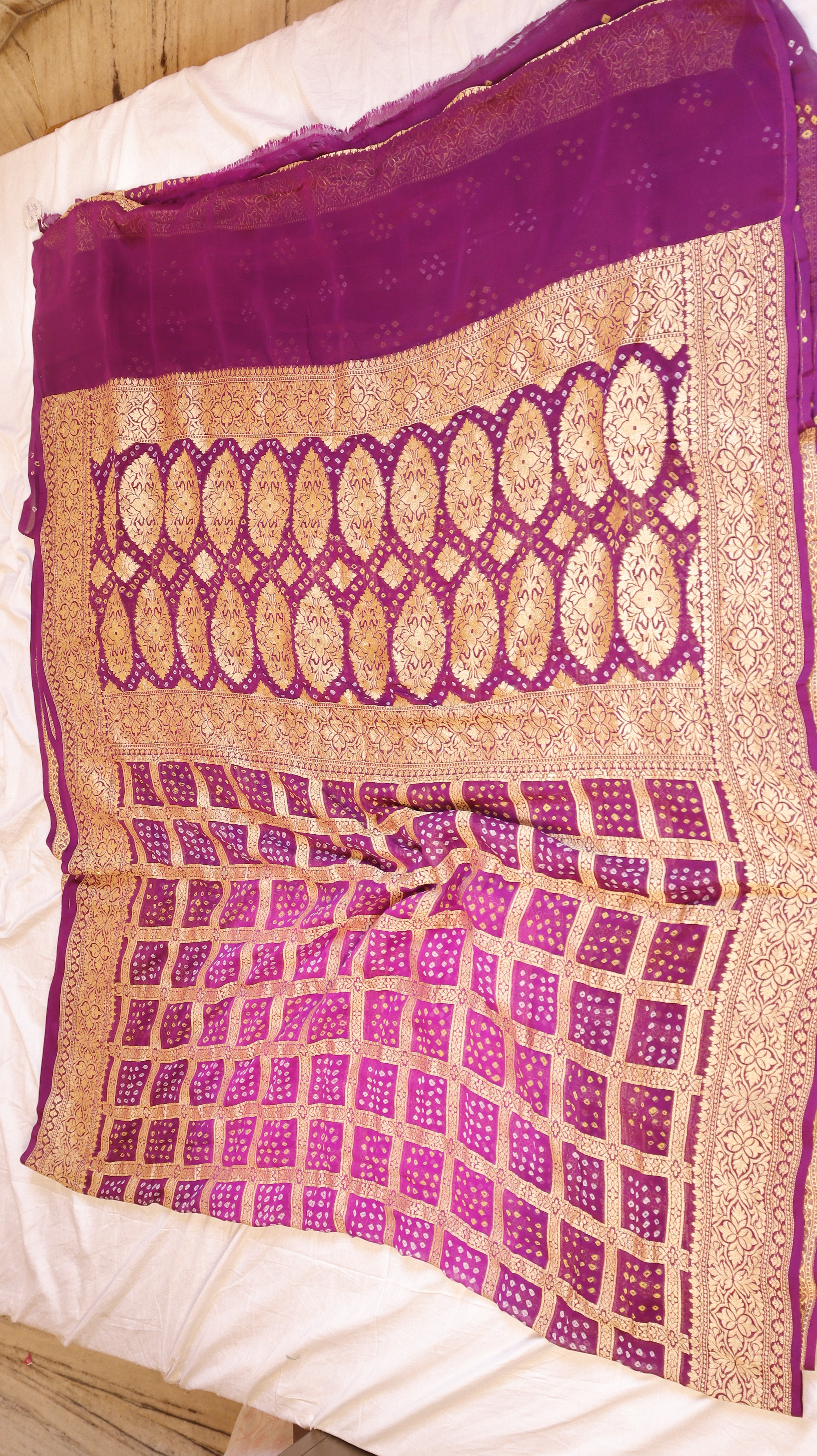 Handwoven Bandhej Khaddi Georgette Saree