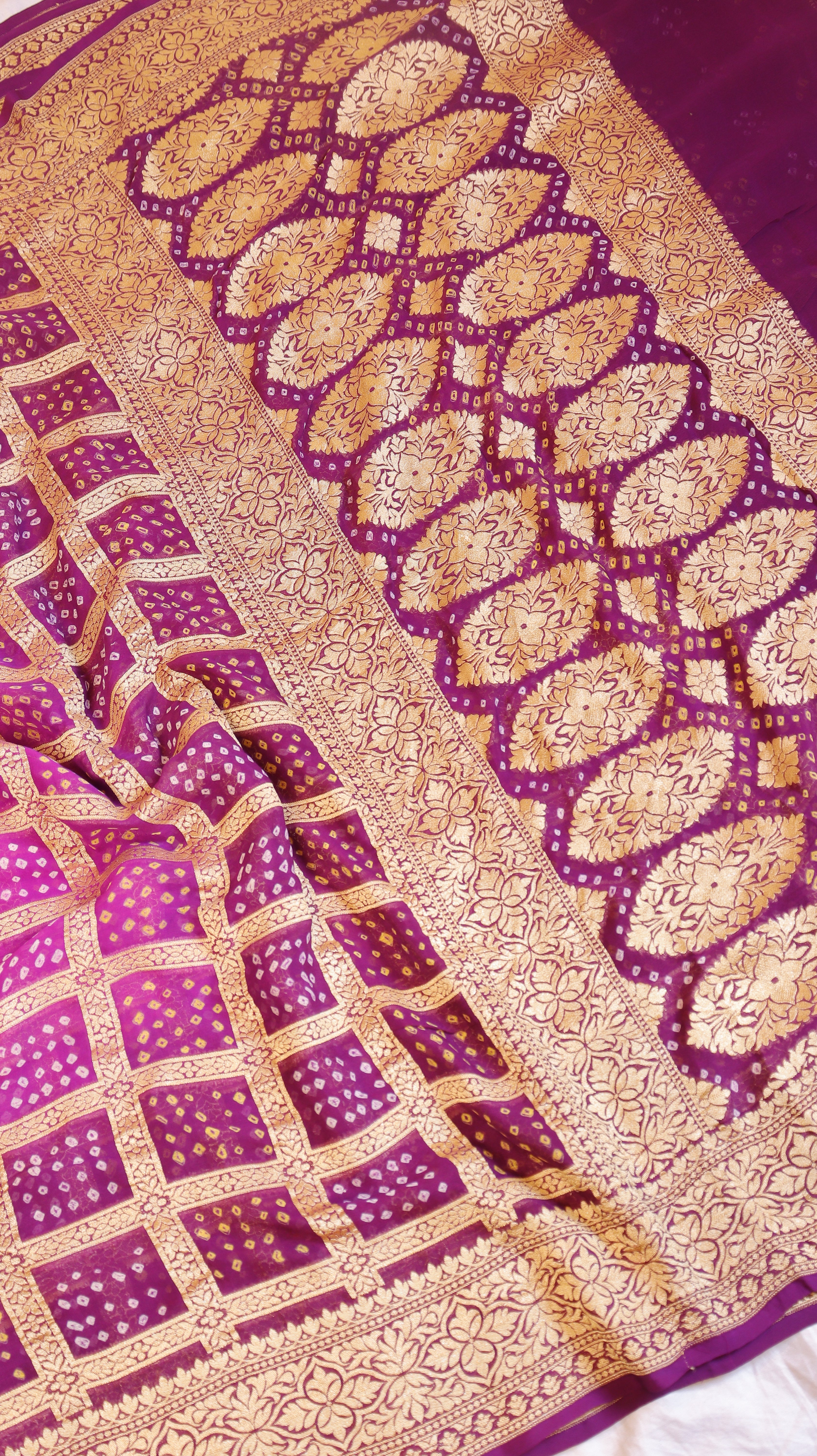 Handwoven Bandhej Khaddi Georgette Saree