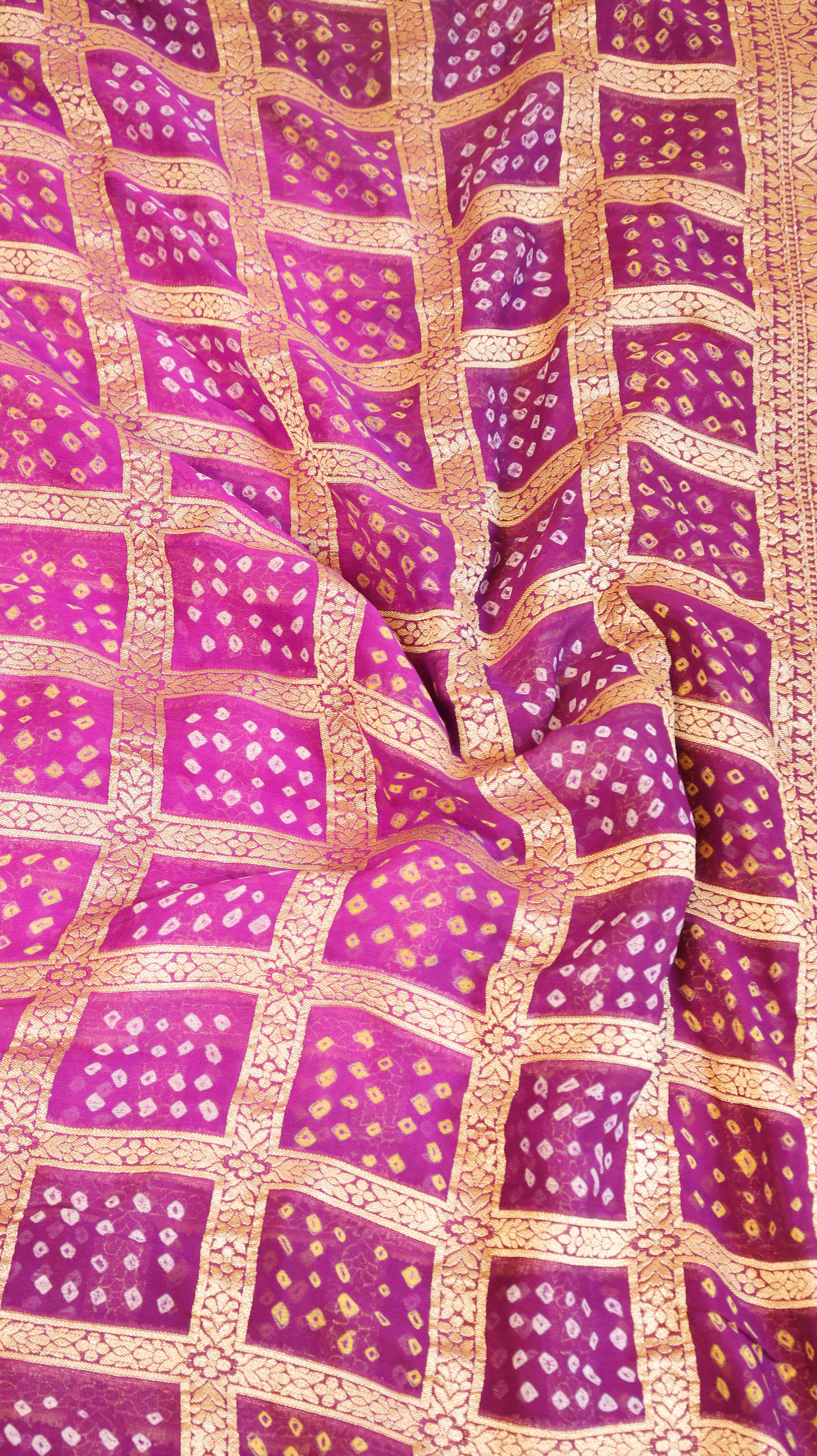 Handwoven Bandhej Khaddi Georgette Saree