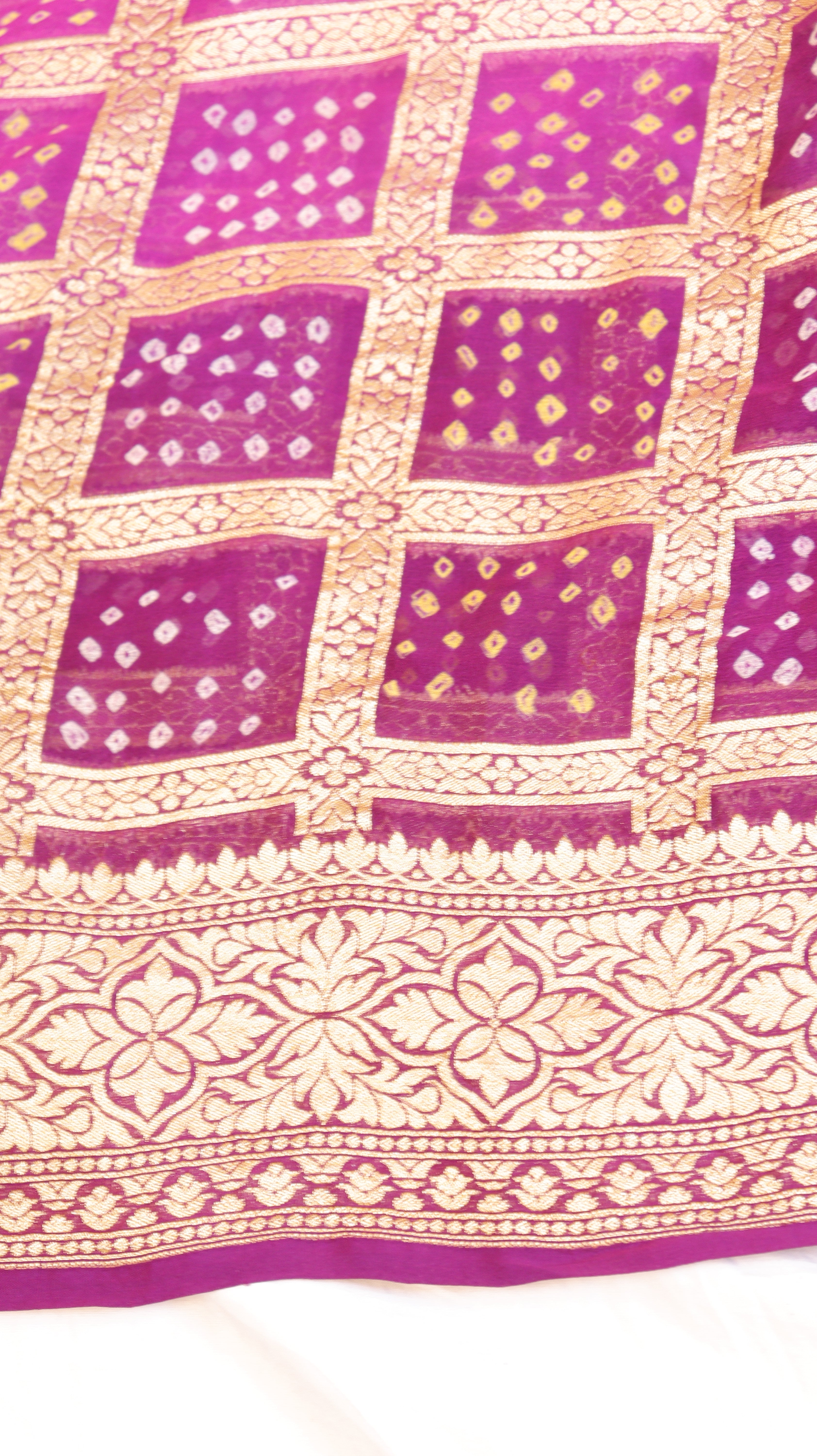Handwoven Bandhej Khaddi Georgette Saree