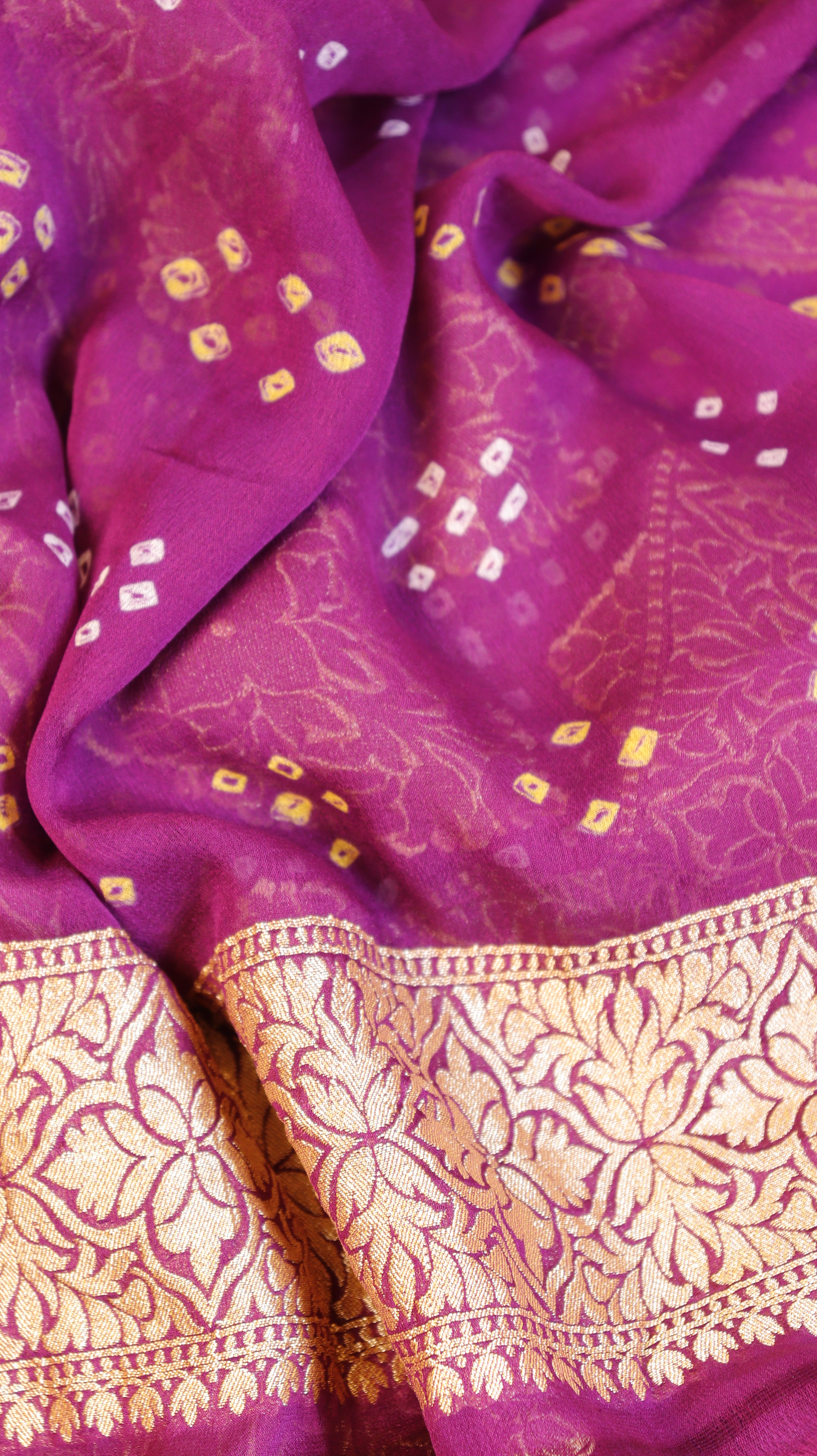 Handwoven Bandhej Khaddi Georgette Saree