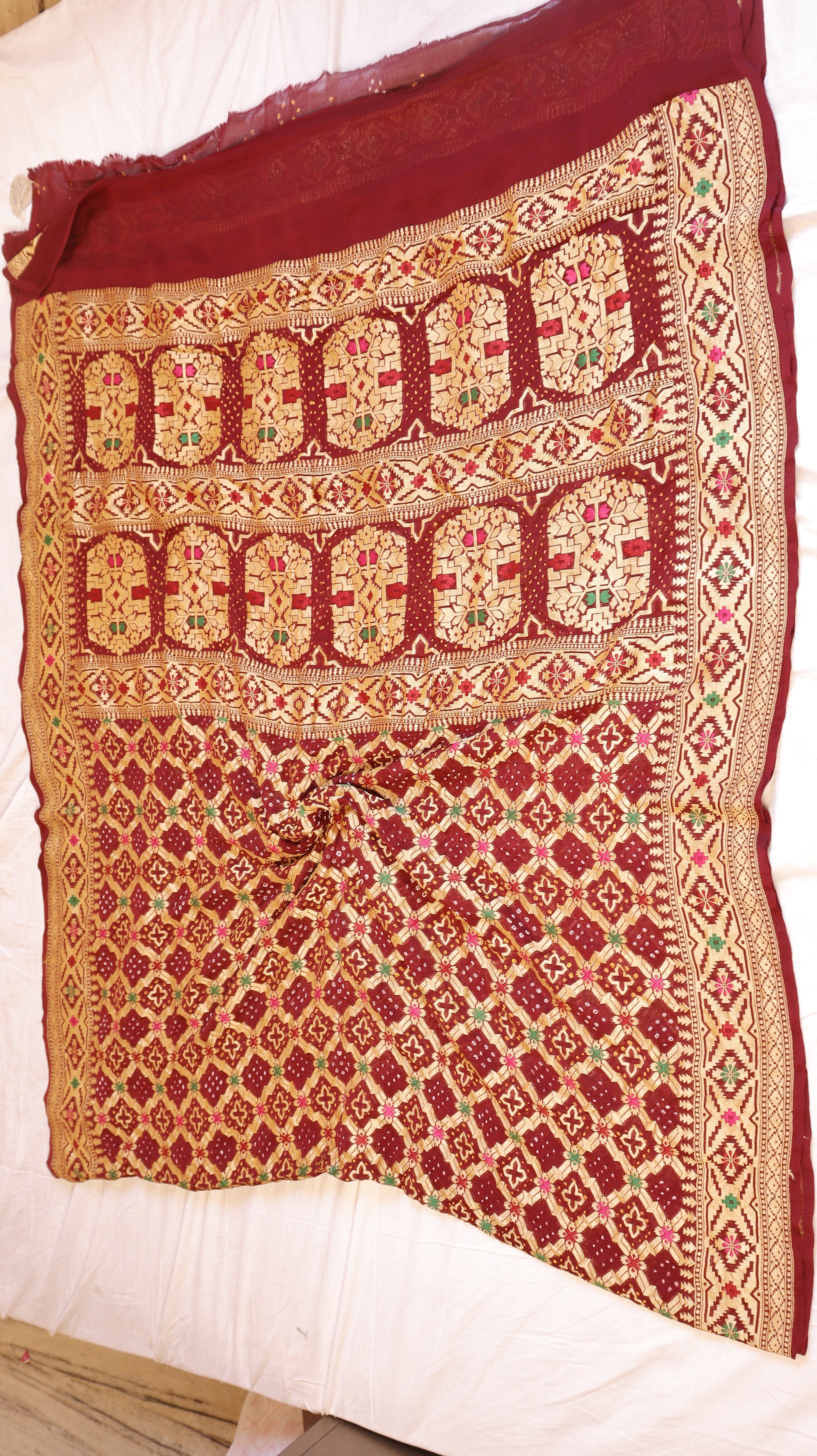Handwoven Bandhej Khaddi Georgette Saree