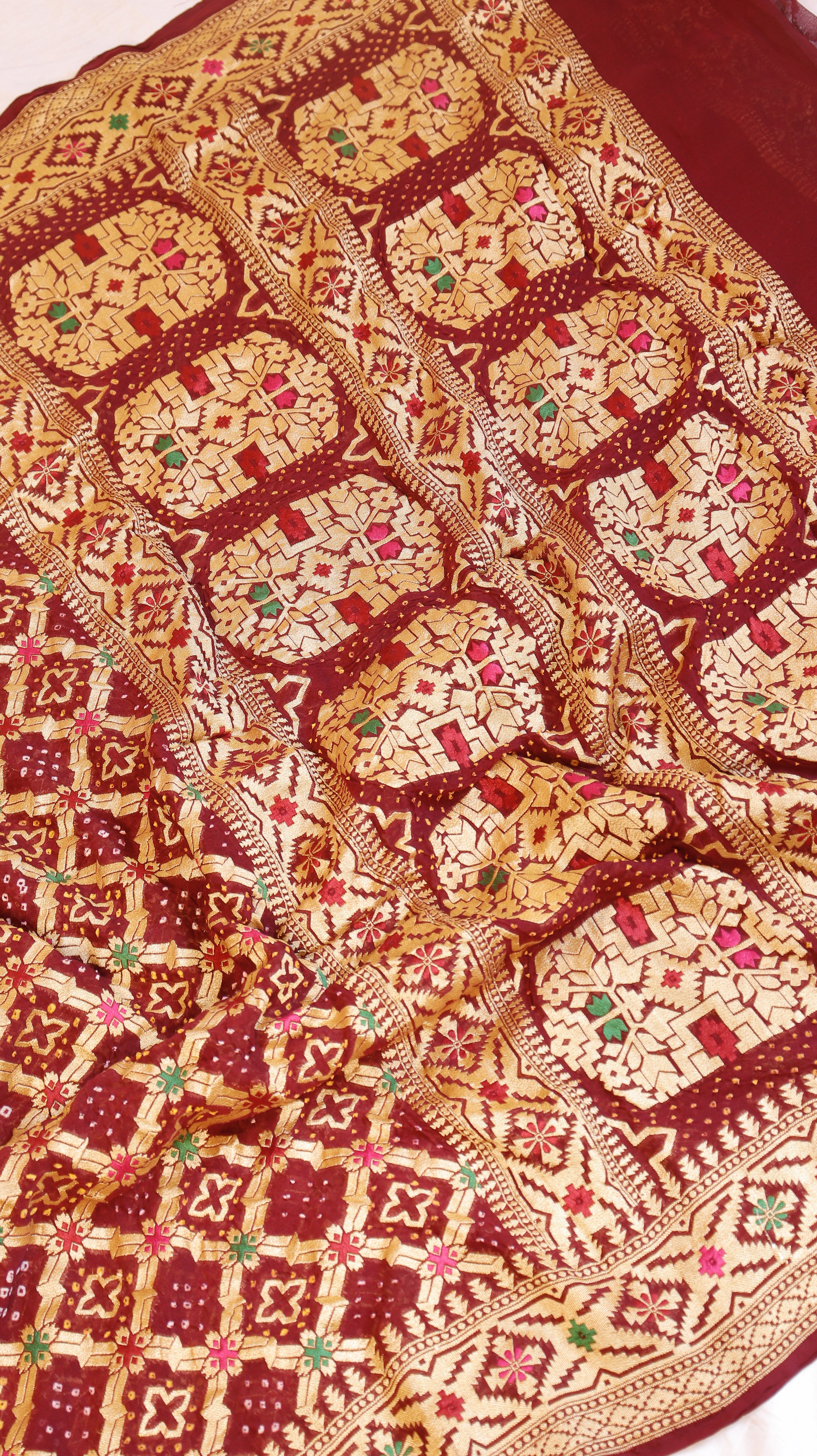 Handwoven Bandhej Khaddi Georgette Saree