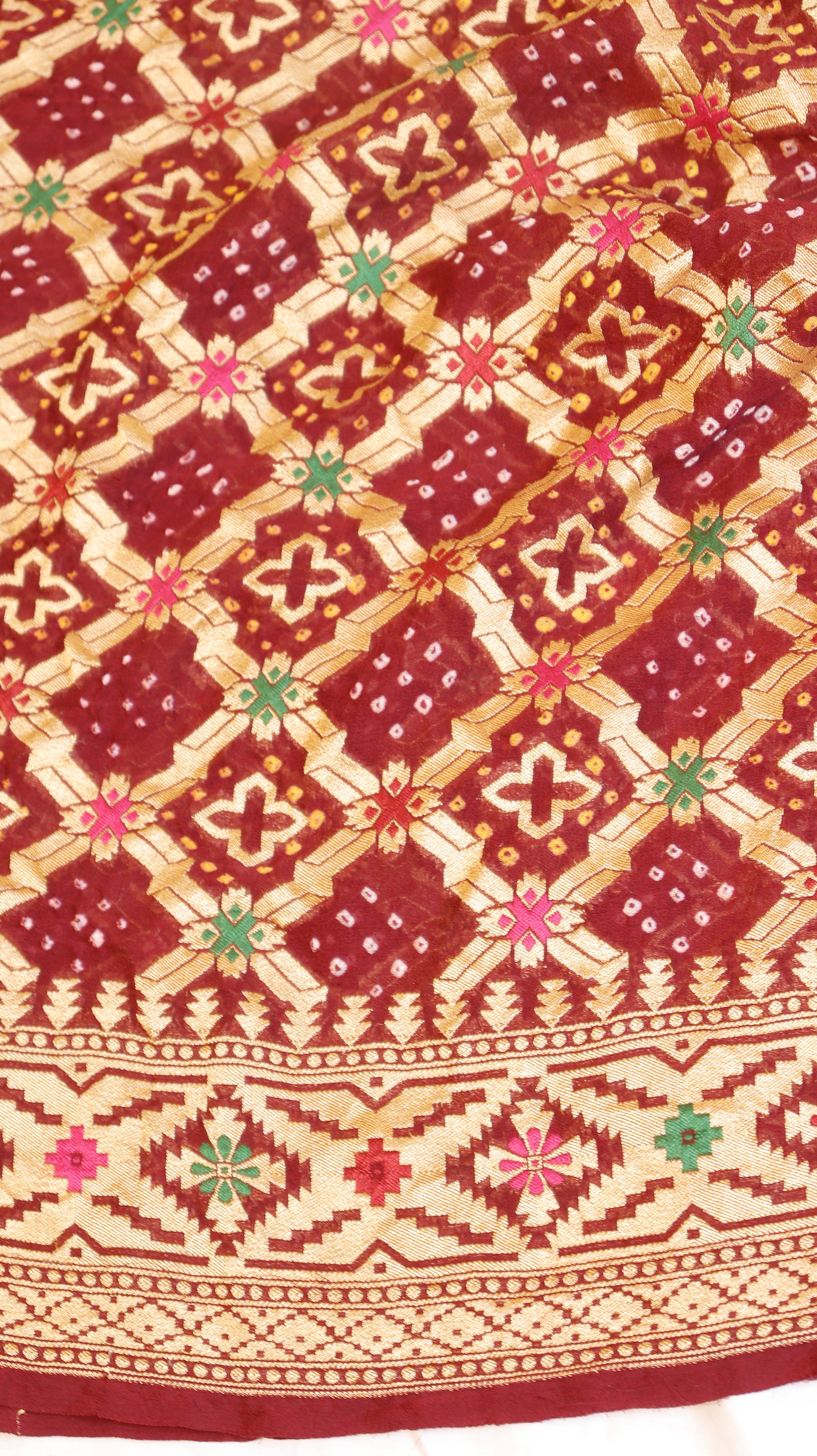 Handwoven Bandhej Khaddi Georgette Saree