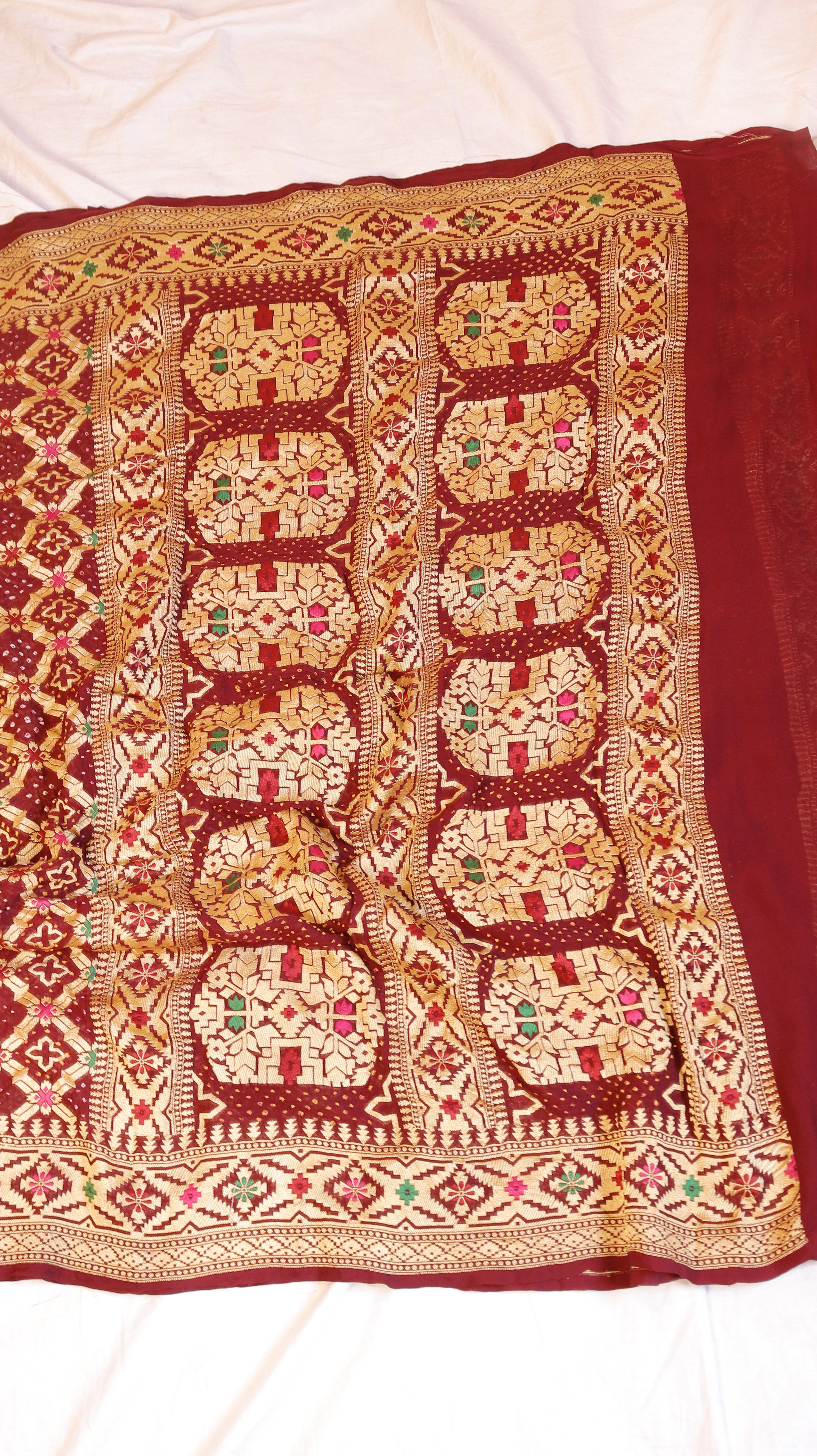 Handwoven Bandhej Khaddi Georgette Saree