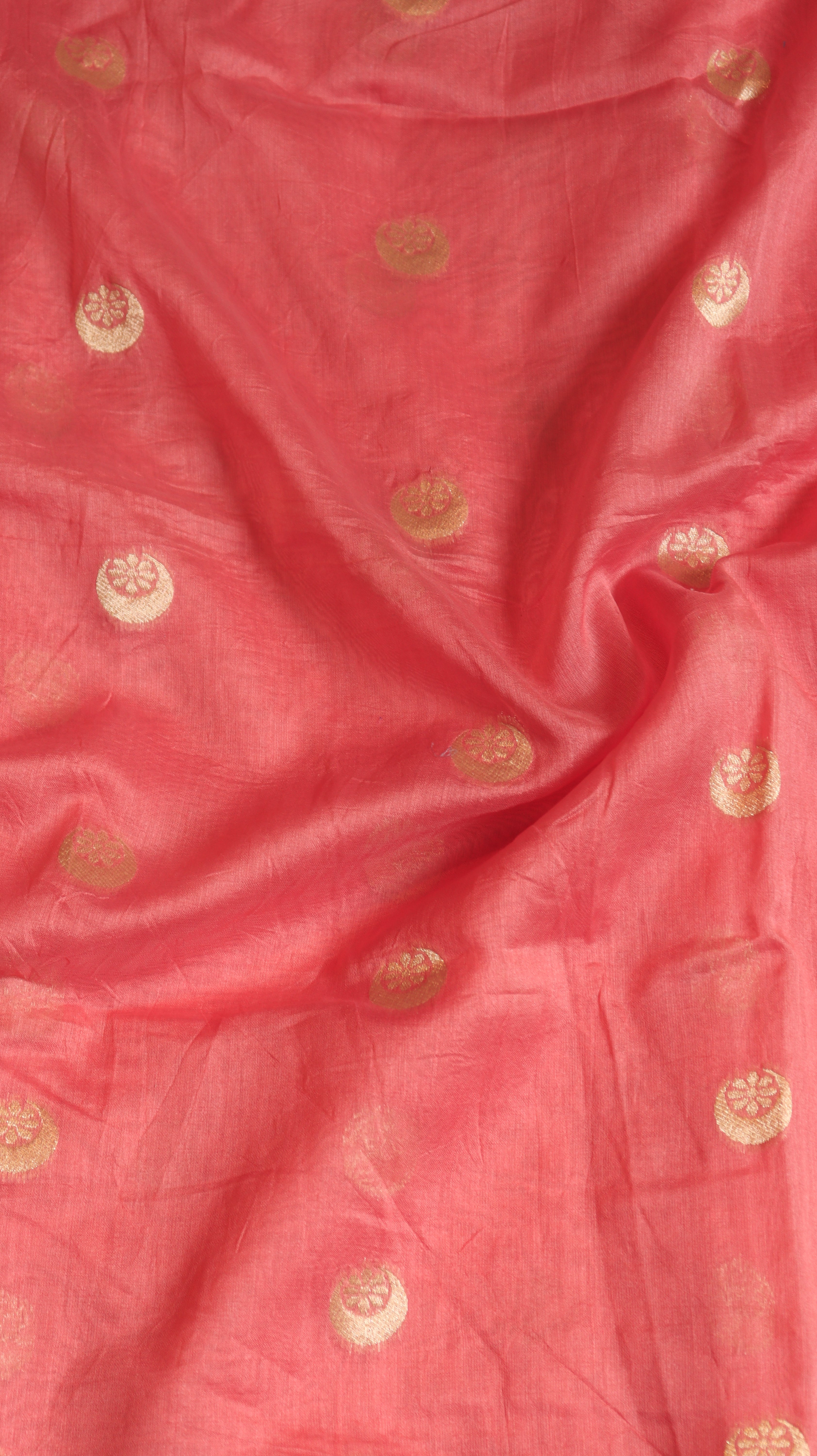 Pre-Order : Pink Chand Phool Moonga Muslin Handloom Saree with contrast Border