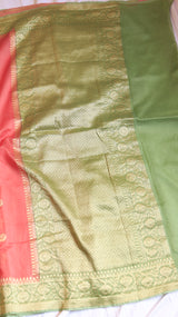 Pre-Order : Pink Chand Phool Moonga Muslin Handloom Saree with contrast Border