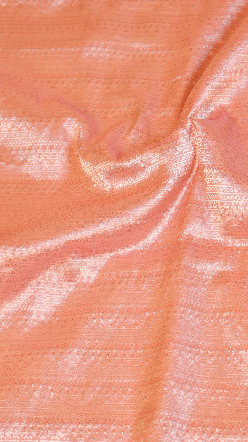 Peach Handloom Pure Katan Silk Brocade Saree