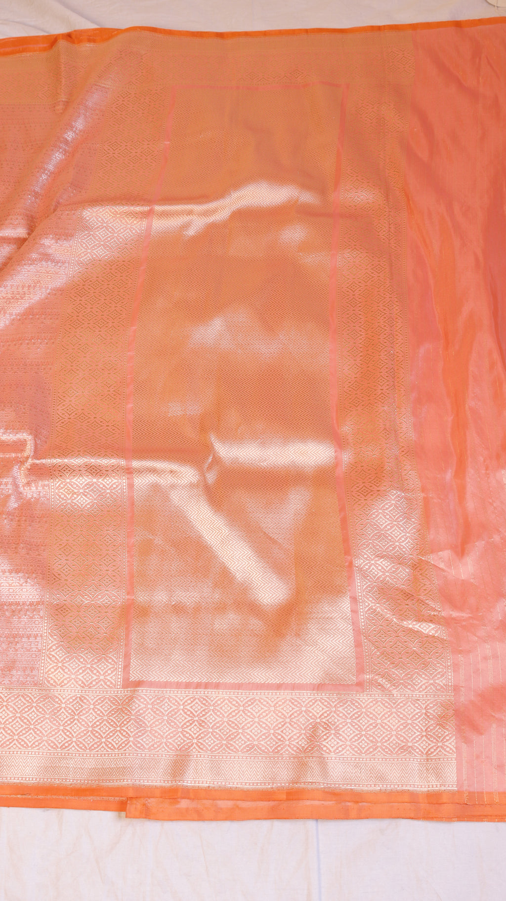 Peach Handloom Pure Katan Silk Brocade Saree