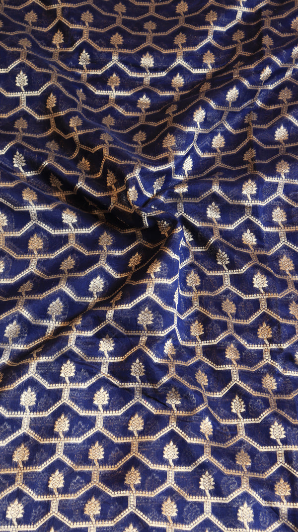 Royal Blue Pure Moonga Muslin Handloom Saree