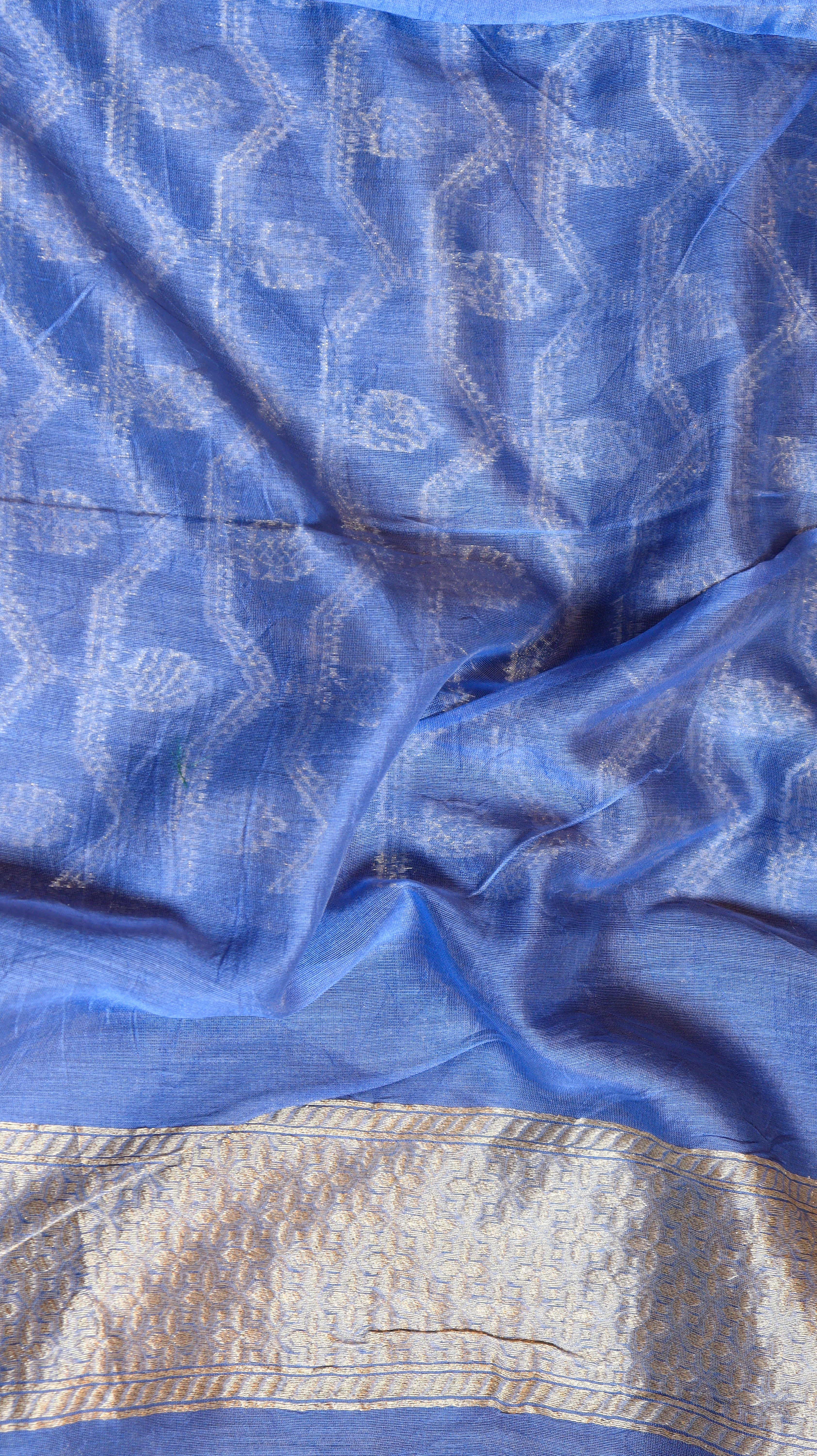 Royal Blue Pure Moonga Muslin Handloom Saree