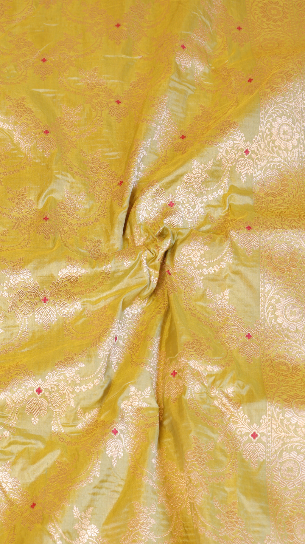 Lime Yellow Handloom Pure Katan Silk Brocade Saree