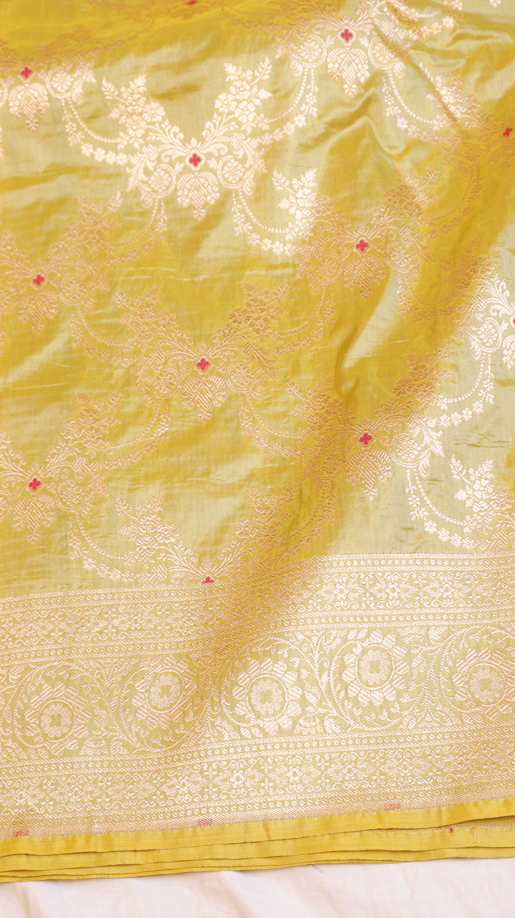 Lime Yellow Handloom Pure Katan Silk Brocade Saree
