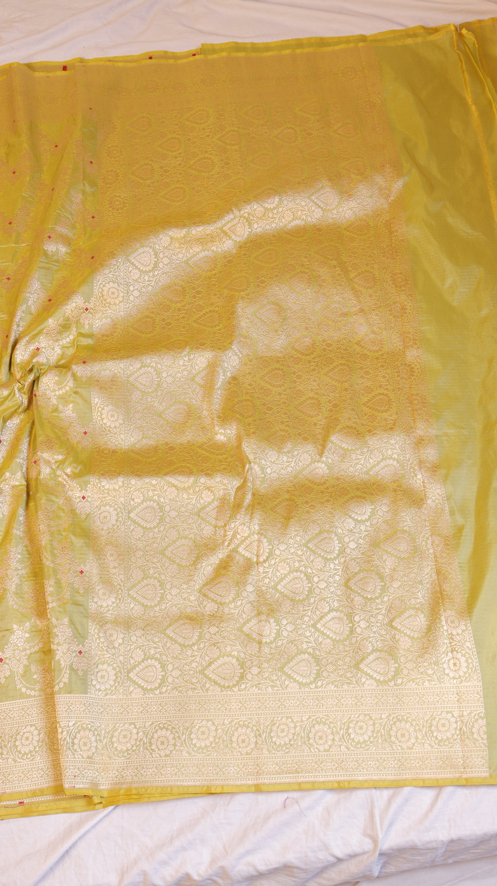 Lime Yellow Handloom Pure Katan Silk Brocade Saree