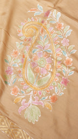 Beige Pure Moonga Muslin Handloom Saree with Paisley Style