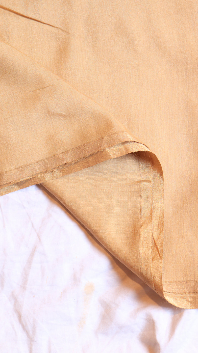 Beige Pure Moonga Muslin Handloom Saree with Paisley Style