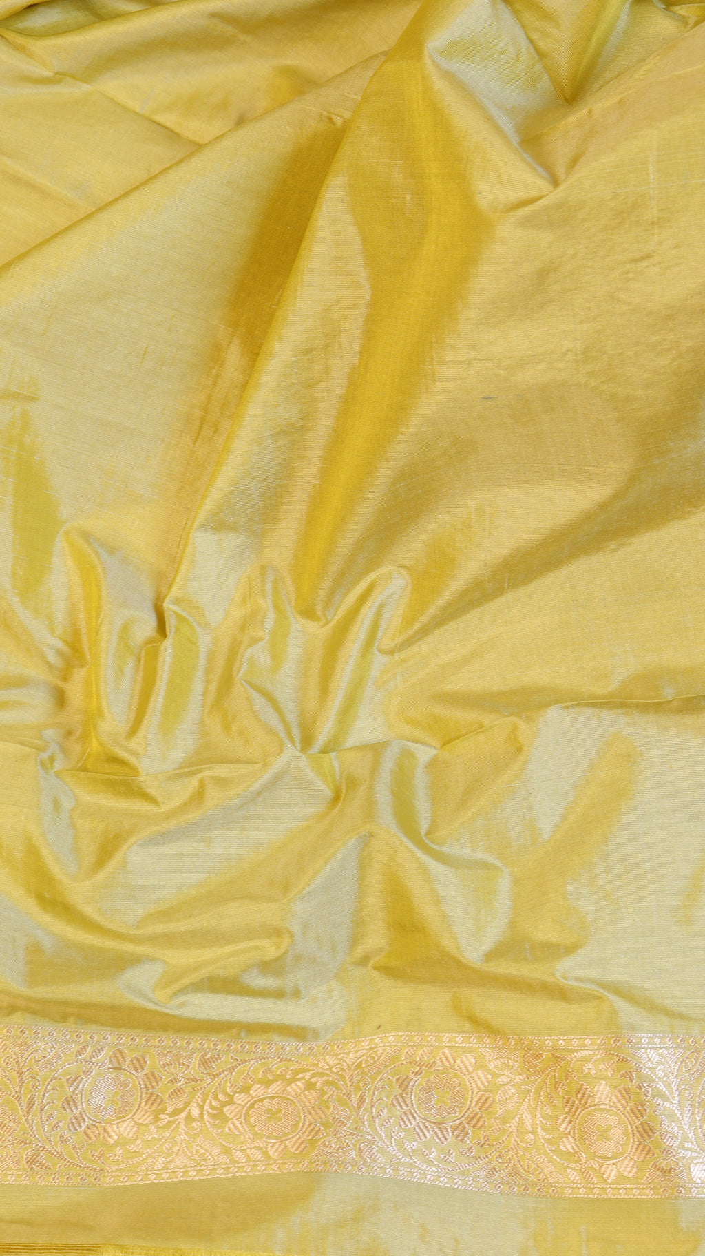 Lime Yellow Handloom Pure Katan Silk Brocade Saree