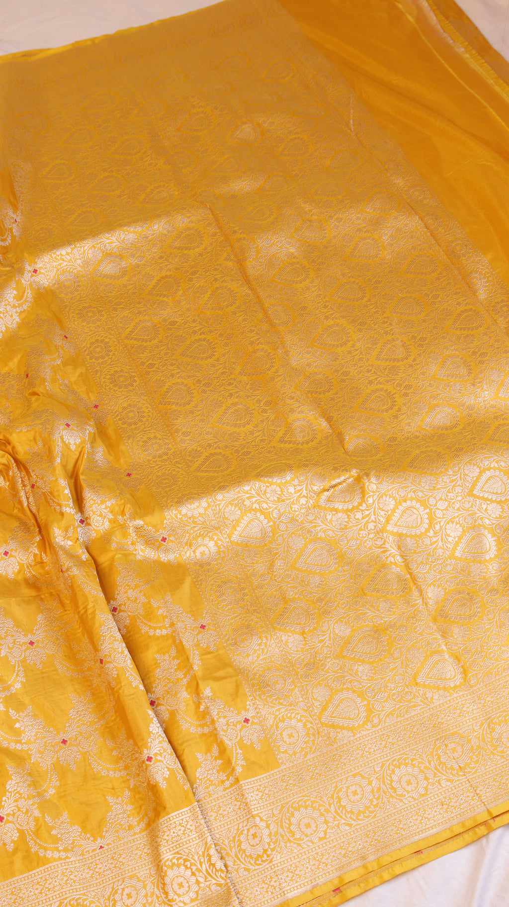 Pre-Order : Yellow Handloom Pure Katan Silk Brocade Saree