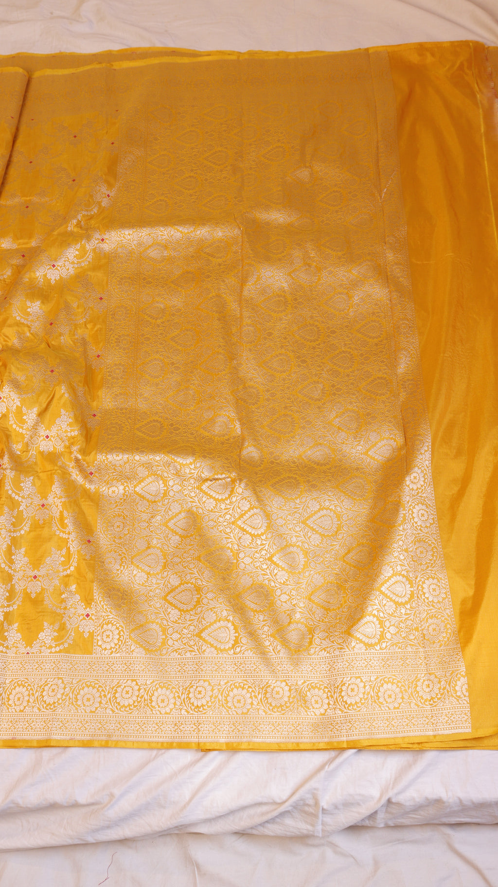 Pre-Order : Yellow Handloom Pure Katan Silk Brocade Saree