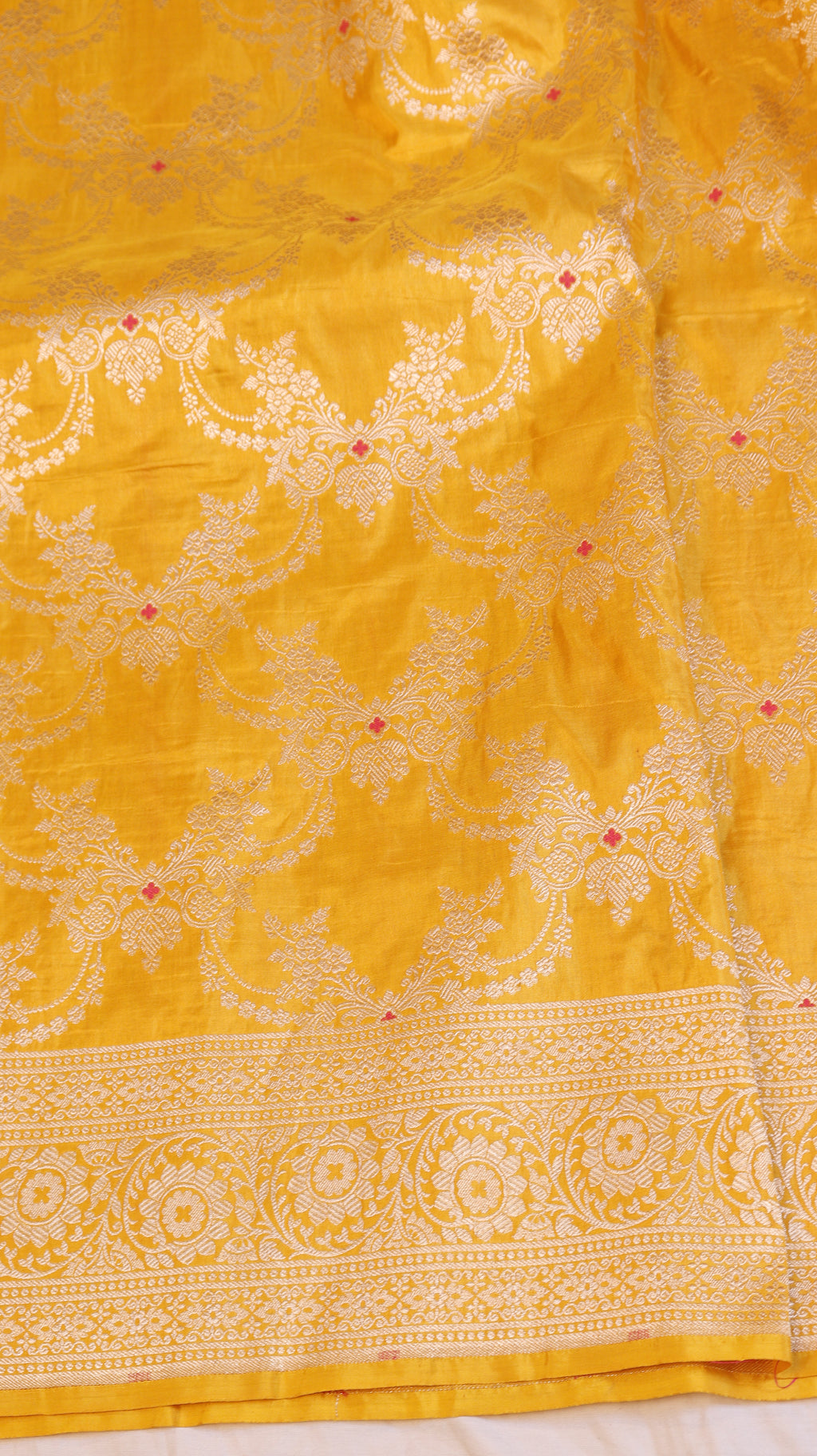 Pre-Order : Yellow Handloom Pure Katan Silk Brocade Saree