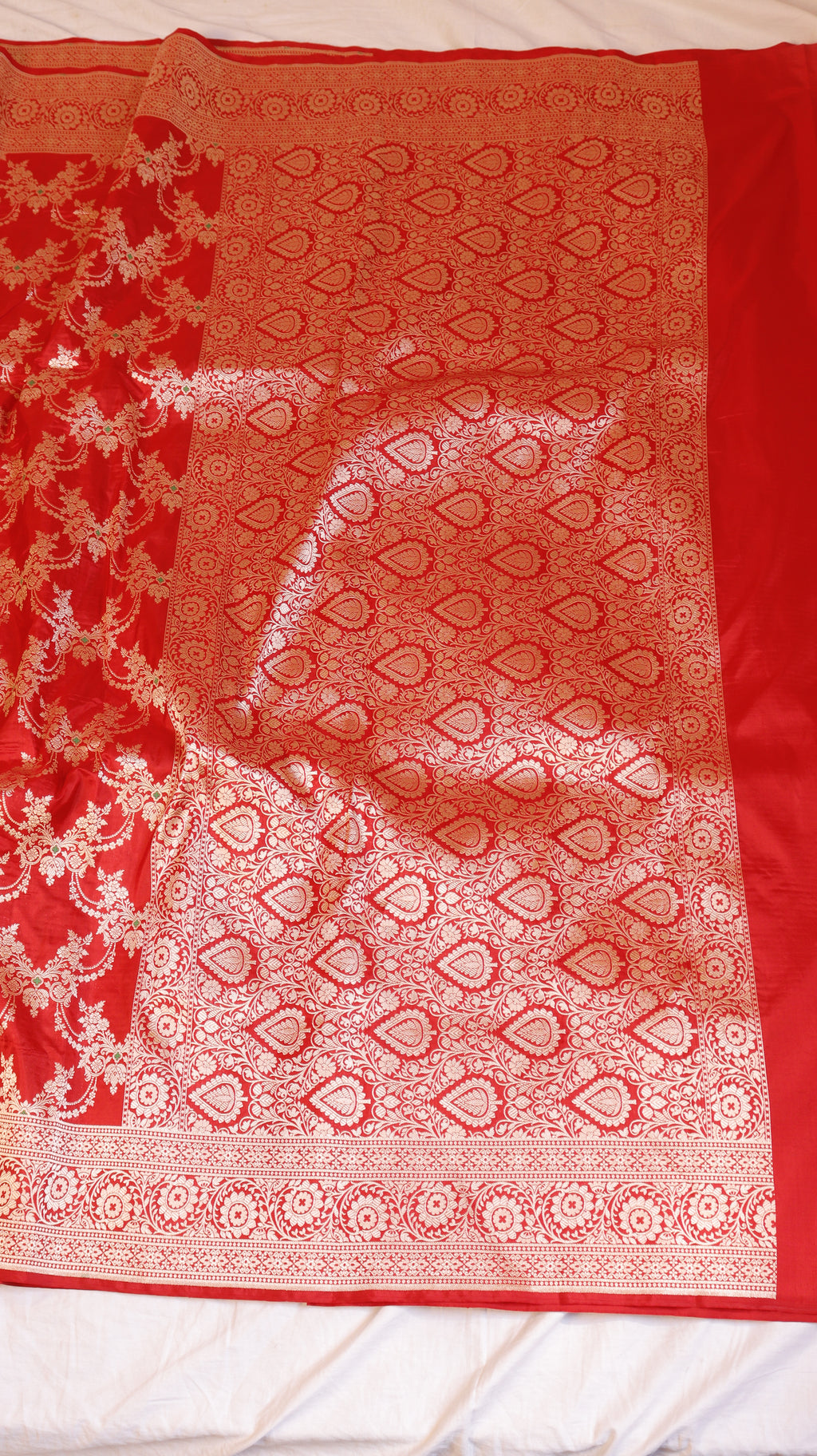 Pre-Order : Red Pure Katan Silk Handloom Saree