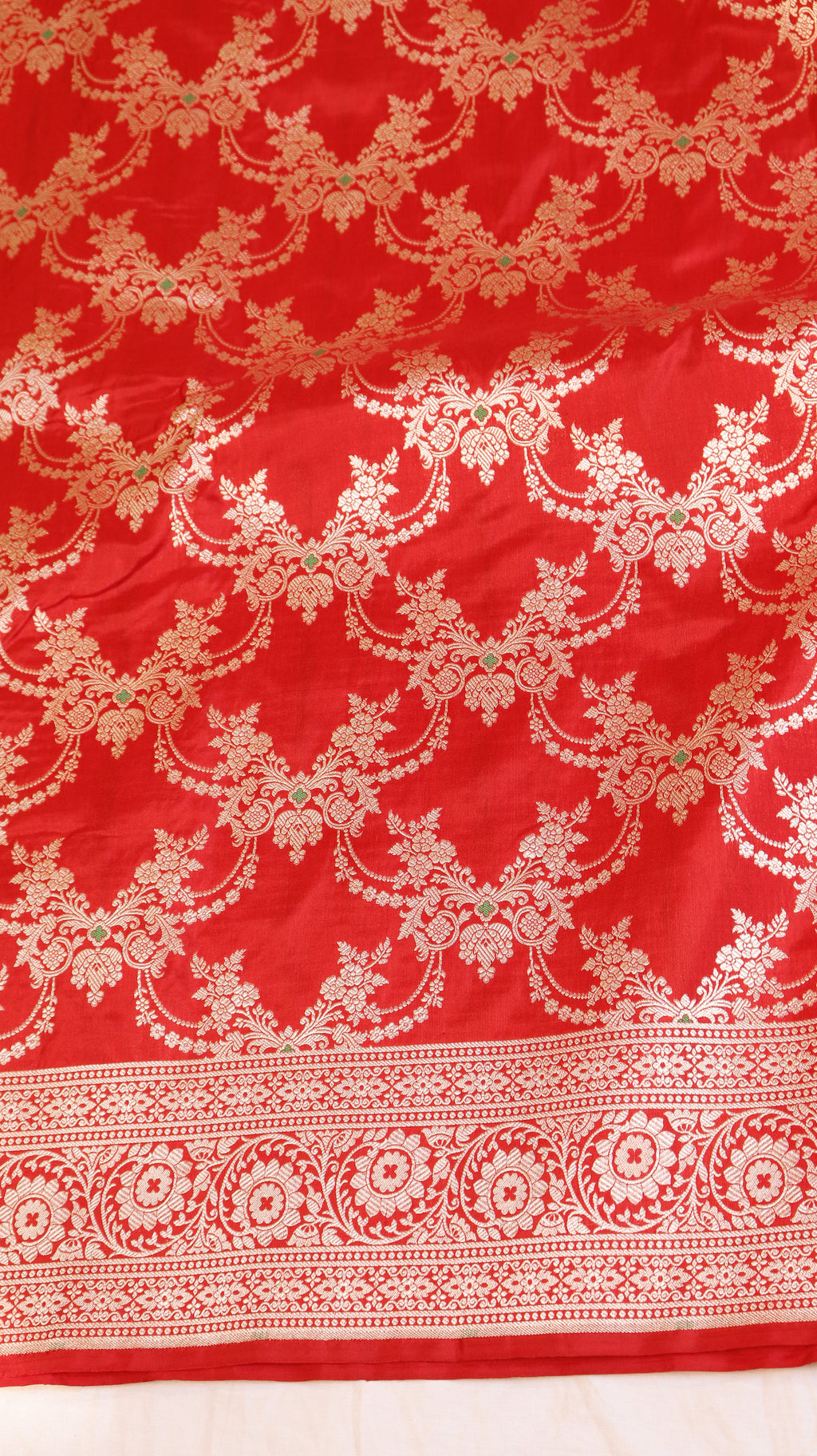 Pre-Order : Red Pure Katan Silk Handloom Saree