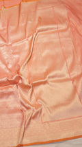 Peach Handloom Pure Katan Silk Brocade Saree
