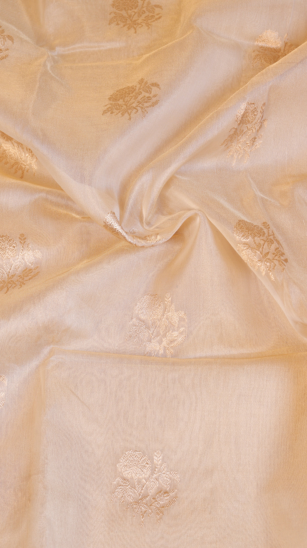 Cream Beige Pure Tissue Silk Handloom Saree with Contrast Border