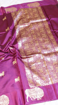 Pre-Order : Plum Pure Soft Katan Silk Handloom Saree with Elegant Border
