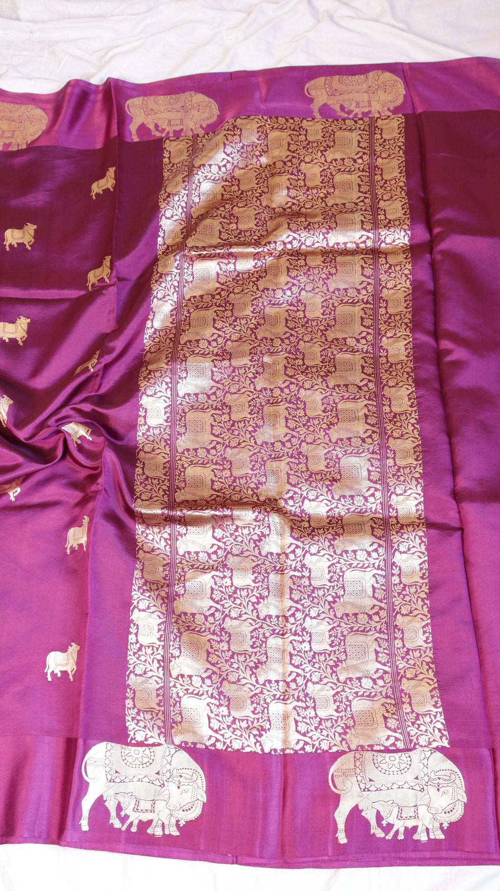 Pre-Order : Plum Pure Soft Katan Silk Handloom Saree with Elegant Border