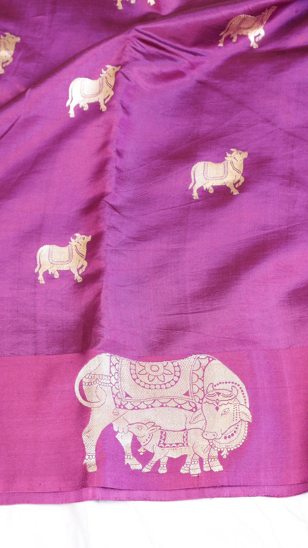 Pre-Order : Plum Pure Soft Katan Silk Handloom Saree with Elegant Border