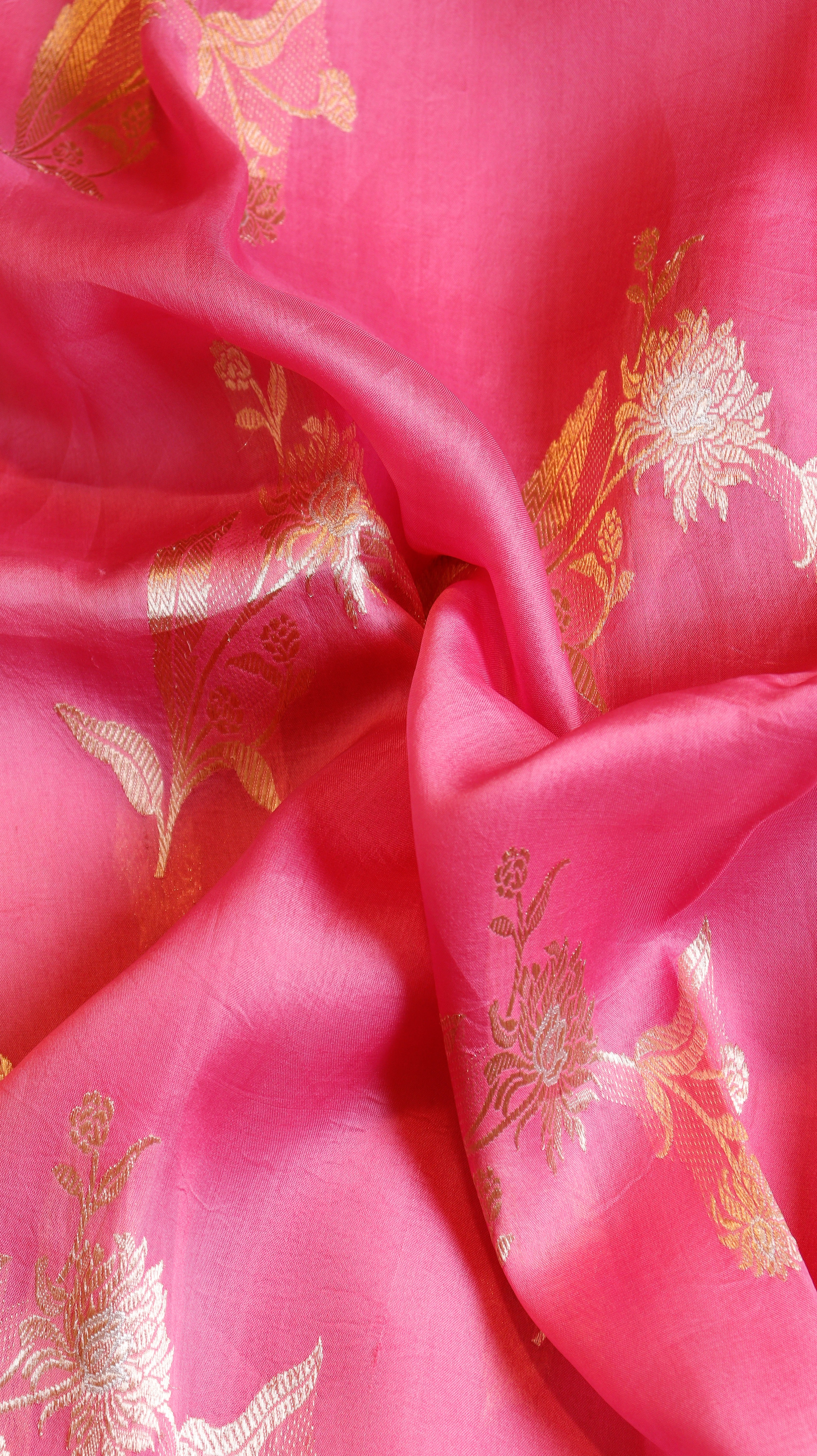 Pre-Order : Pink Pure Kora Silk Handloom Saree