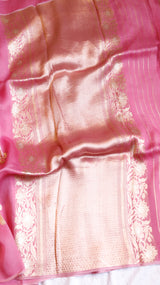 Pink Pure Kora Silk Handloom Saree