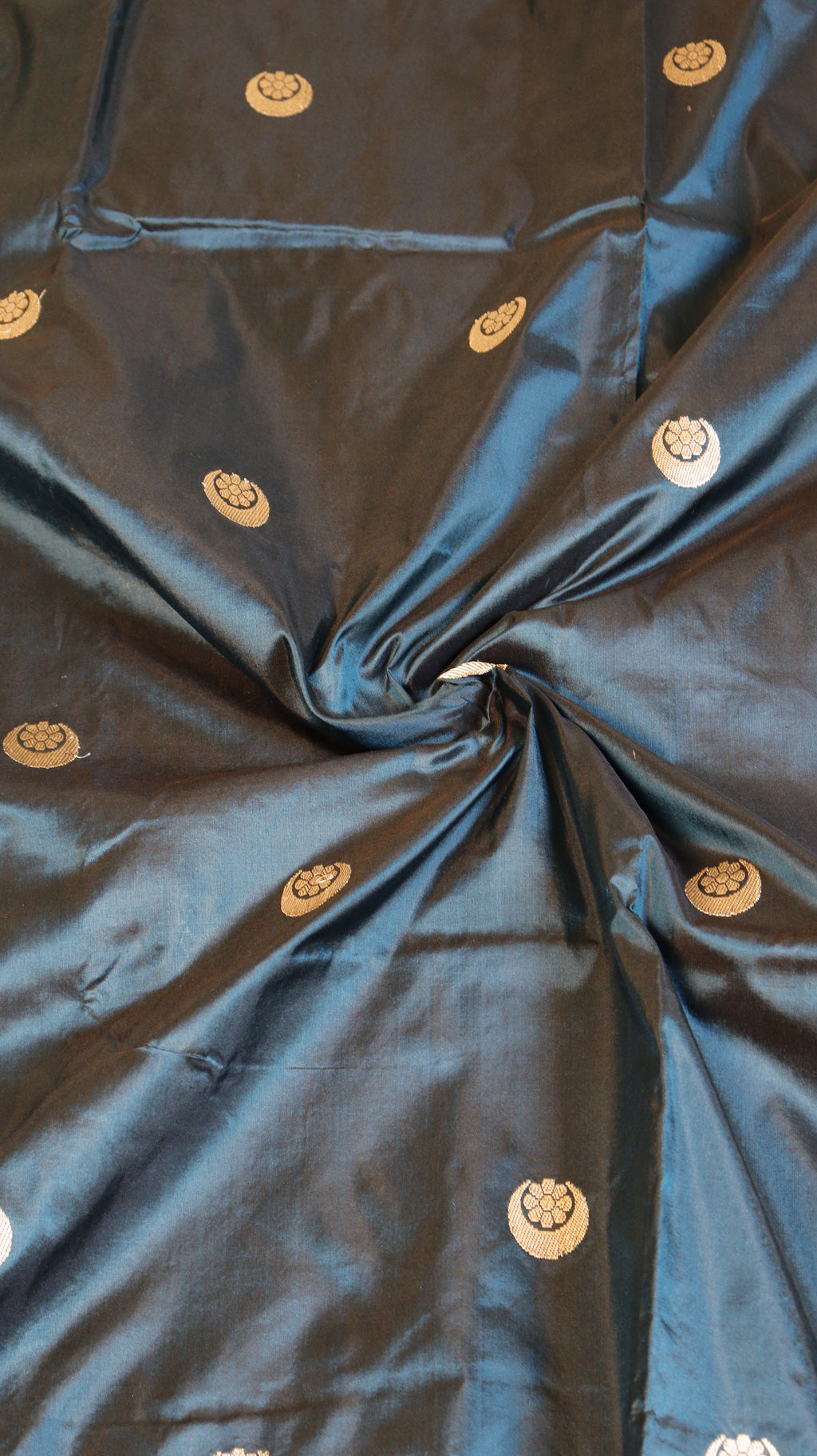 Peacock Blue Chand Phool Pure Katan Silk Handloom Saree