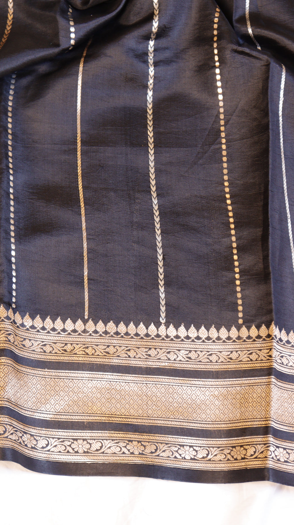 Black Pure Soft Katan Silk Handloom Saree with Elegant Border
