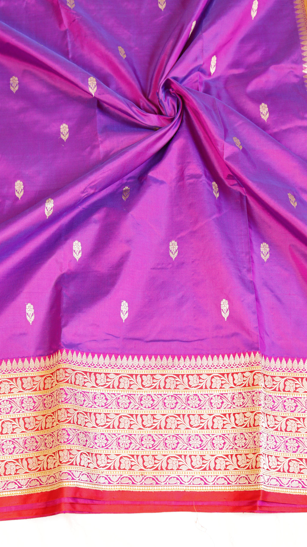 Pink Purple Pure Katan Silk Handloom Saree with Contrast Blouse