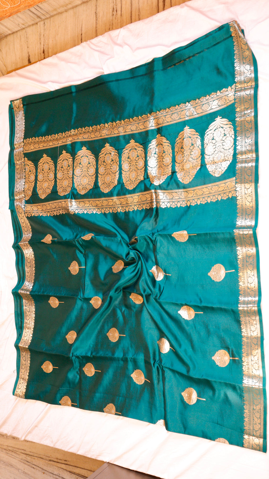 Pre-Order : Peacock Blue Pure Soft  Katan Silk Handloom Saree