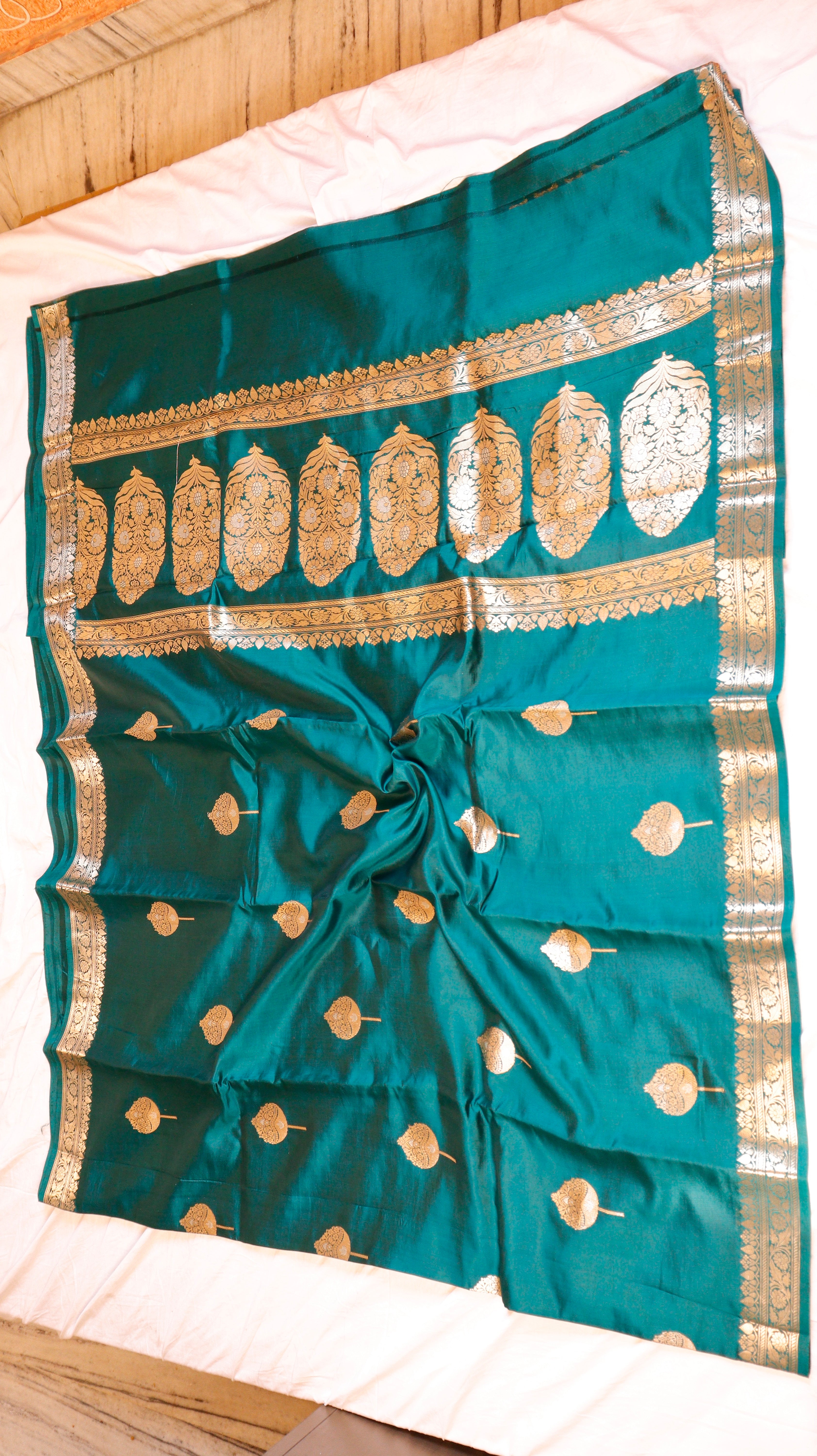 Pre-Order : Peacock Blue Pure Soft  Katan Silk Handloom Saree