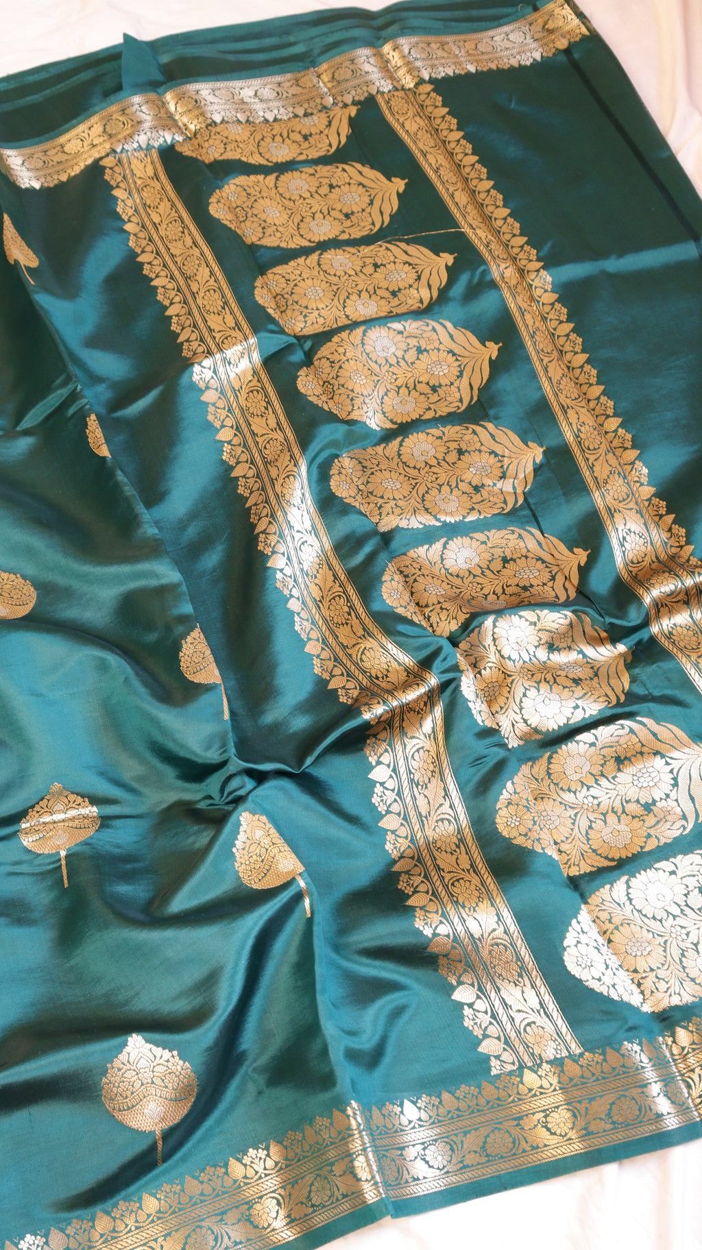 Pre-Order : Peacock Blue Pure Soft  Katan Silk Handloom Saree