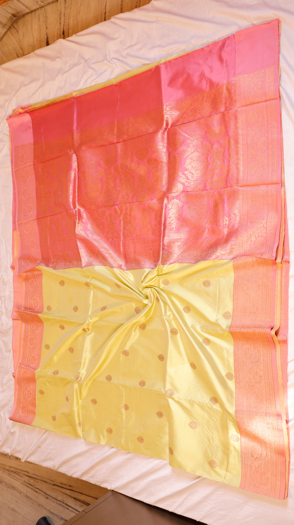 Pure Katan Silk Handloom Saree with Contrast Blouse