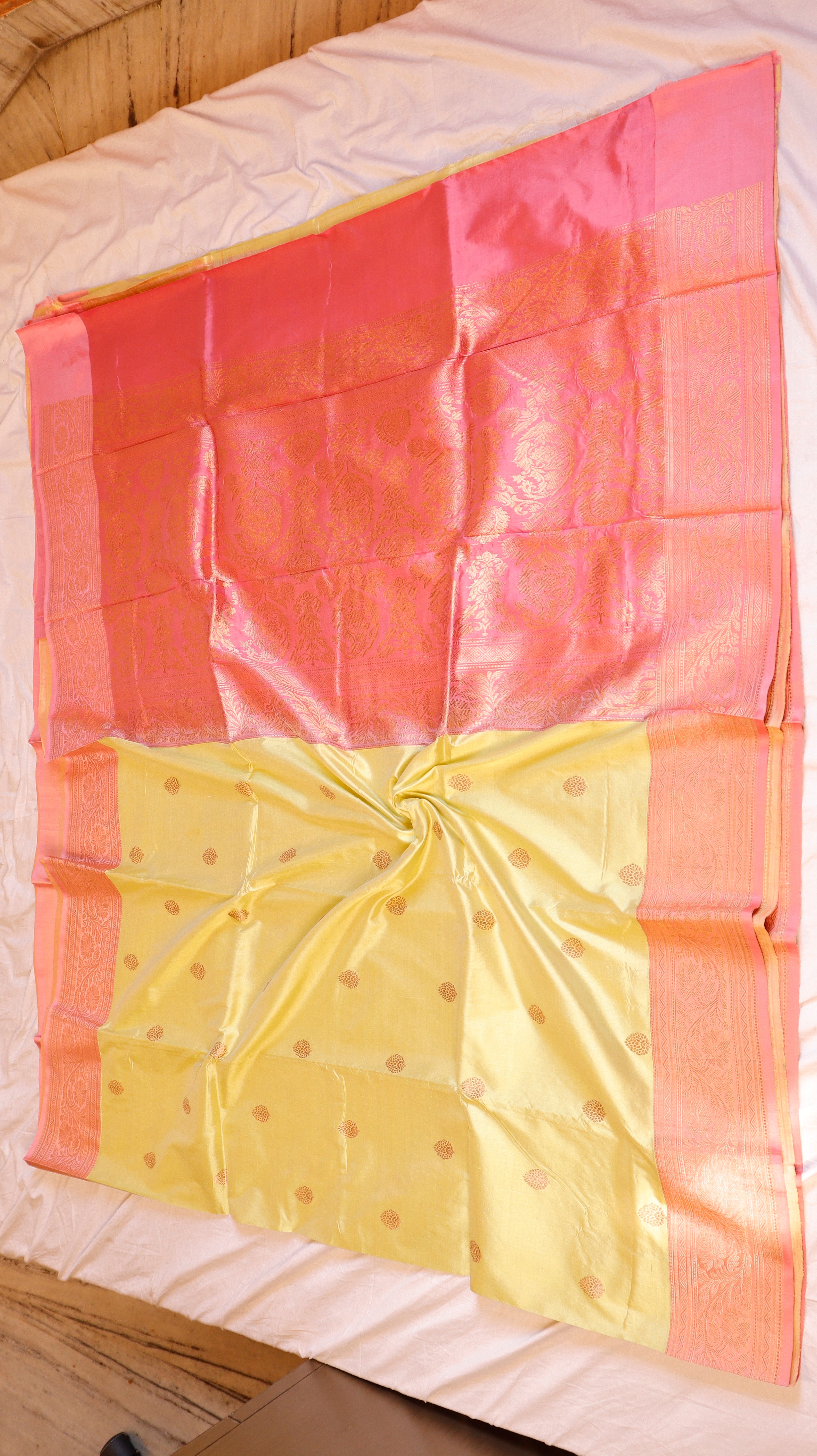 Pure Katan Silk Handloom Saree with Contrast Blouse